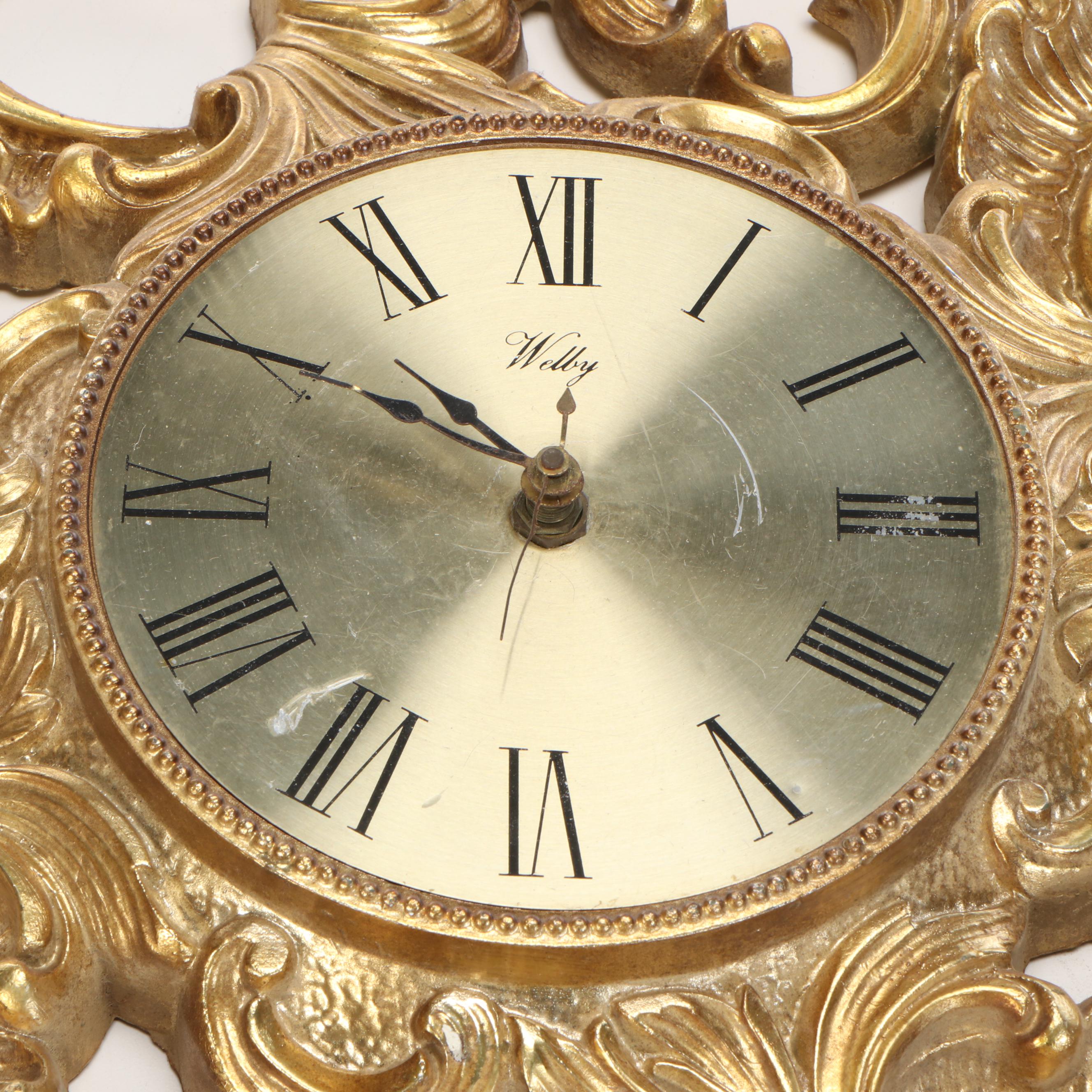Syroco Neoclassical Style Dual-Arm Wall Sconces, Decorative Wall Clocks