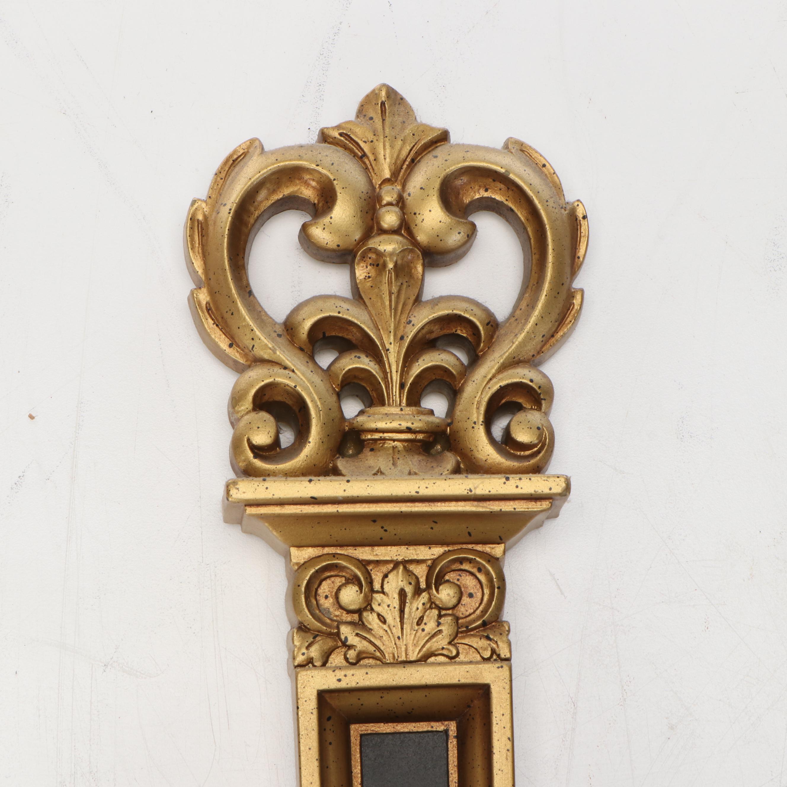 Syroco Neoclassical Style Dual-Arm Wall Sconces, Decorative Wall Clocks