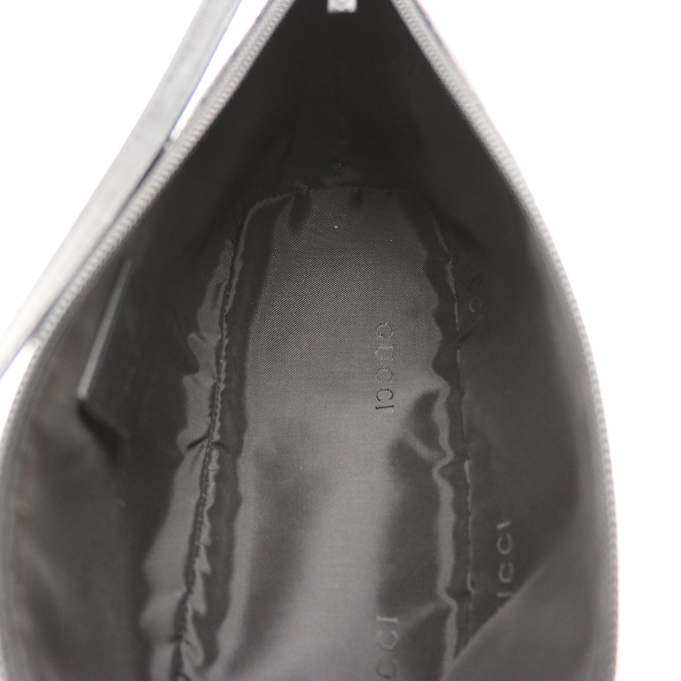 Gucci Boat Pochette in Black GG Canvas and Leather