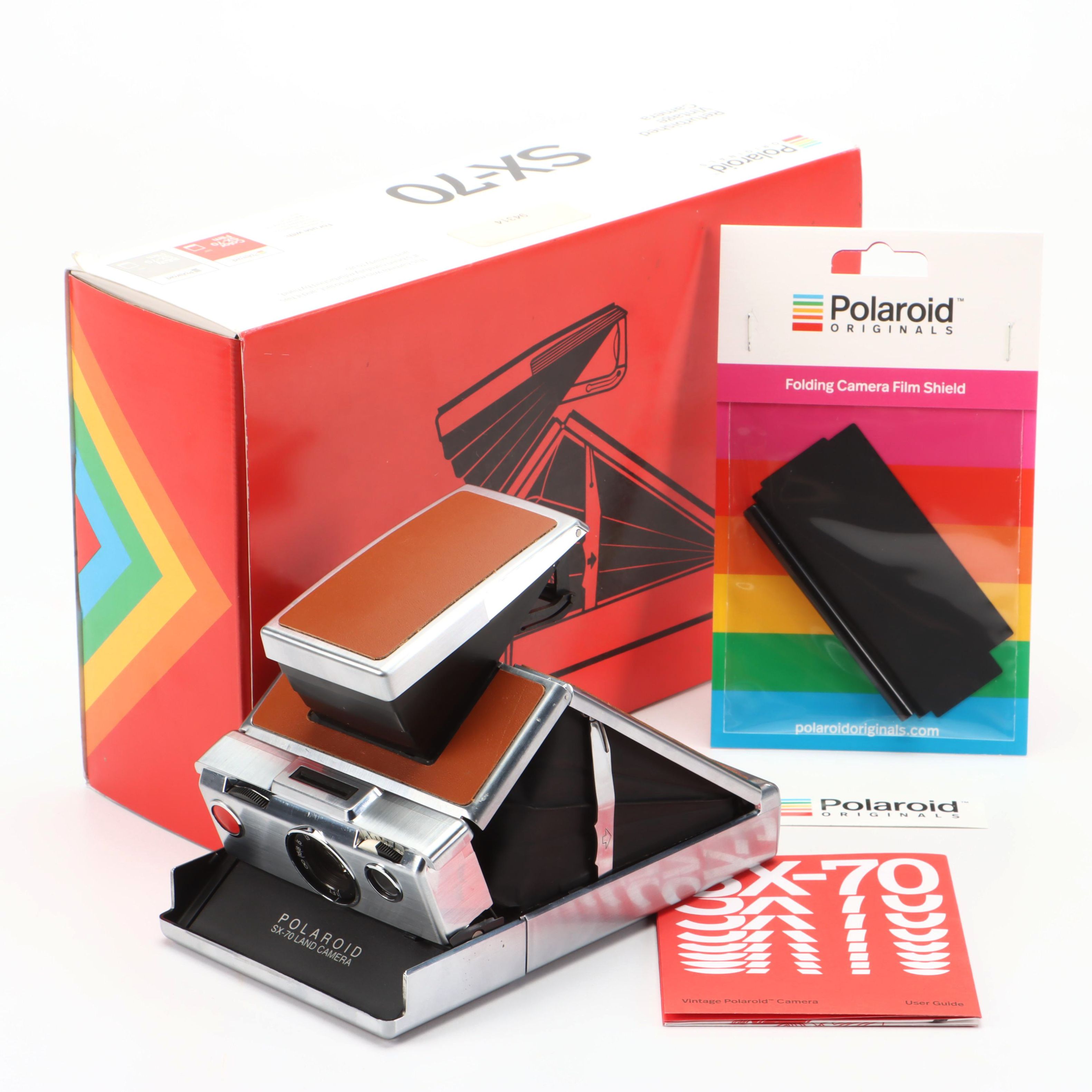 Refurbished Polaroid SX-70 Silver- Brown Camera