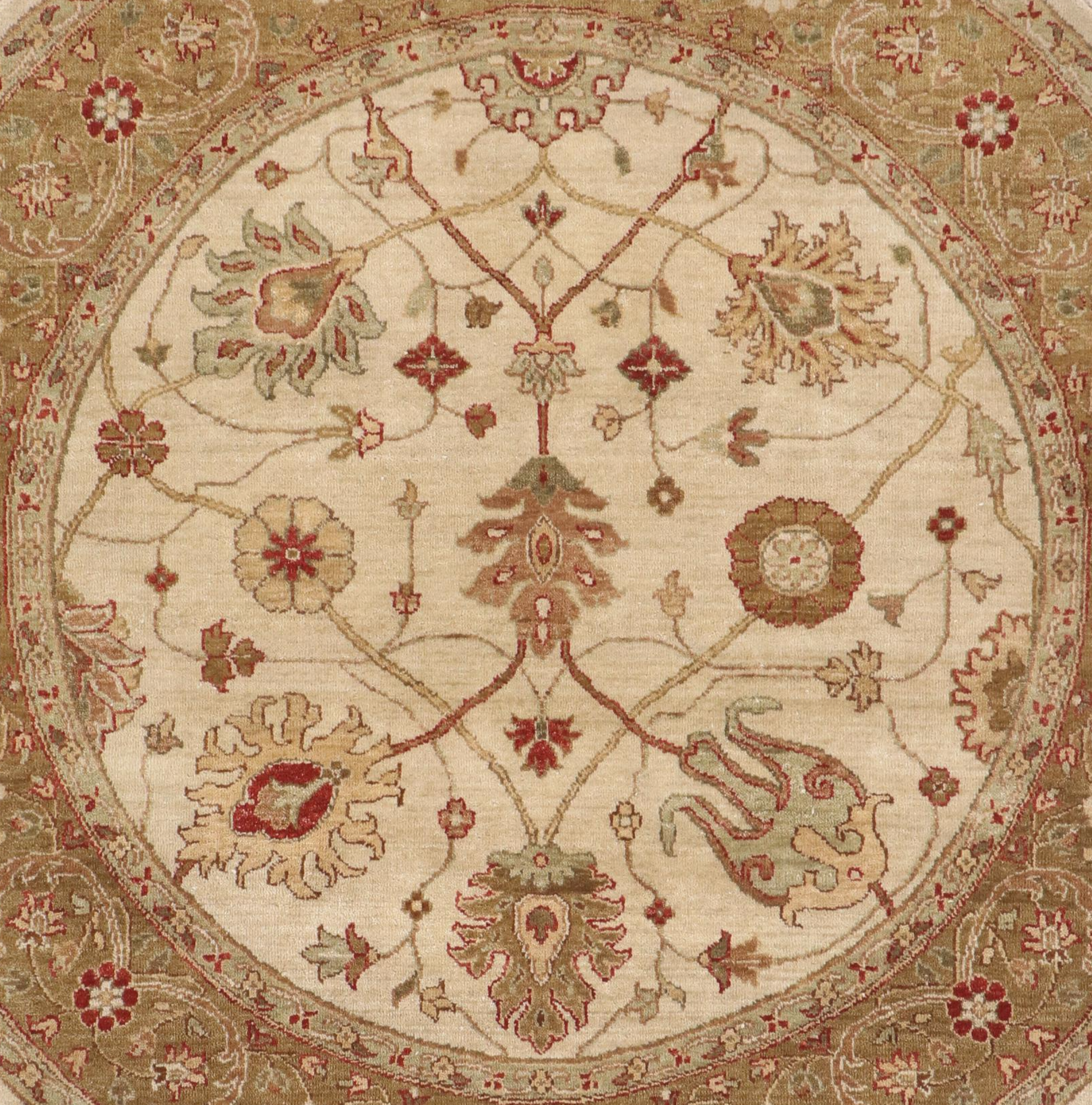6'1 Round Hand-Knotted Pakistani Peshawar Area Rug