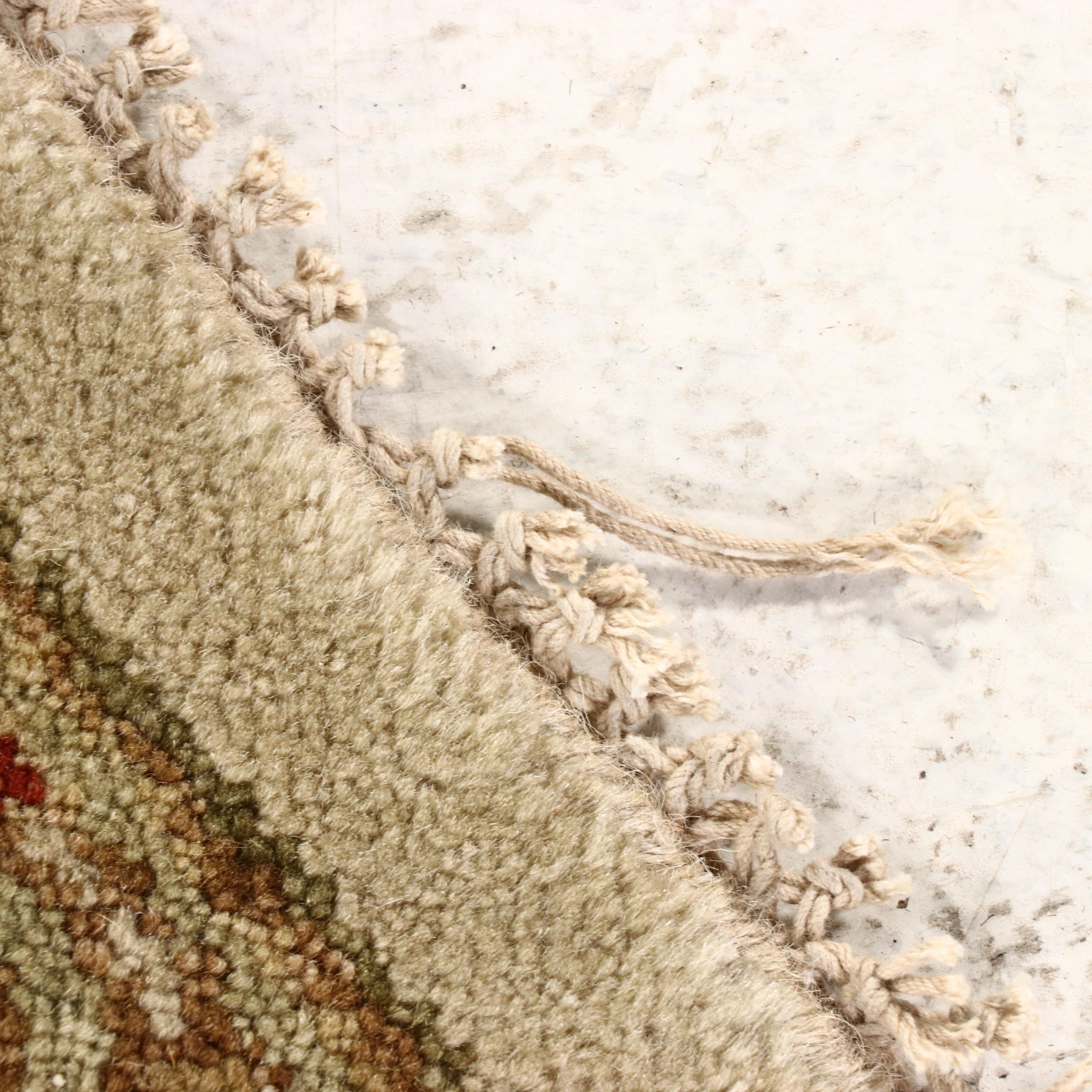 6'1 Round Hand-Knotted Pakistani Peshawar Area Rug