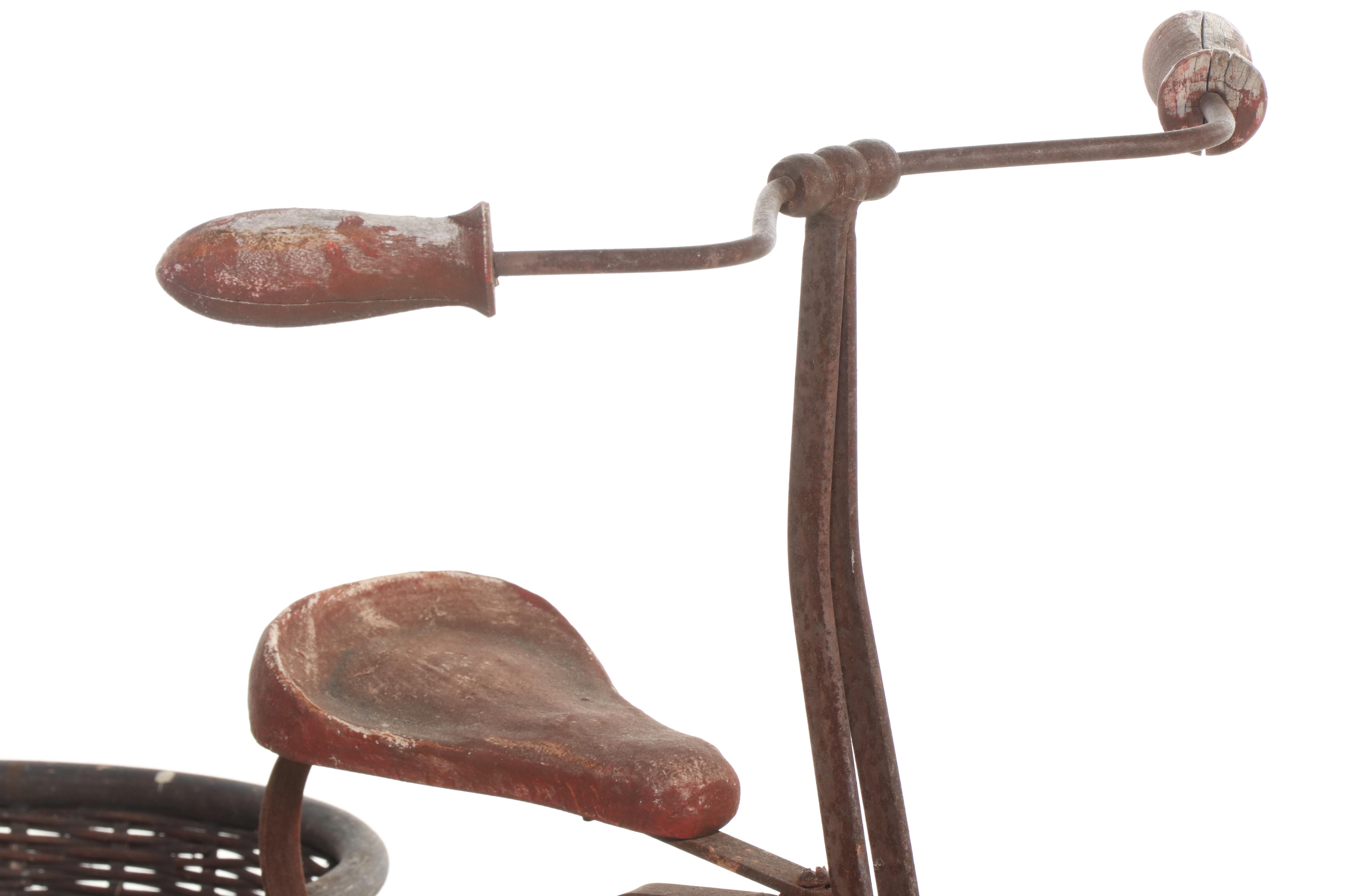 Victorian Style Iron Bicycle with Basket, Late 19th/Early 20th Century