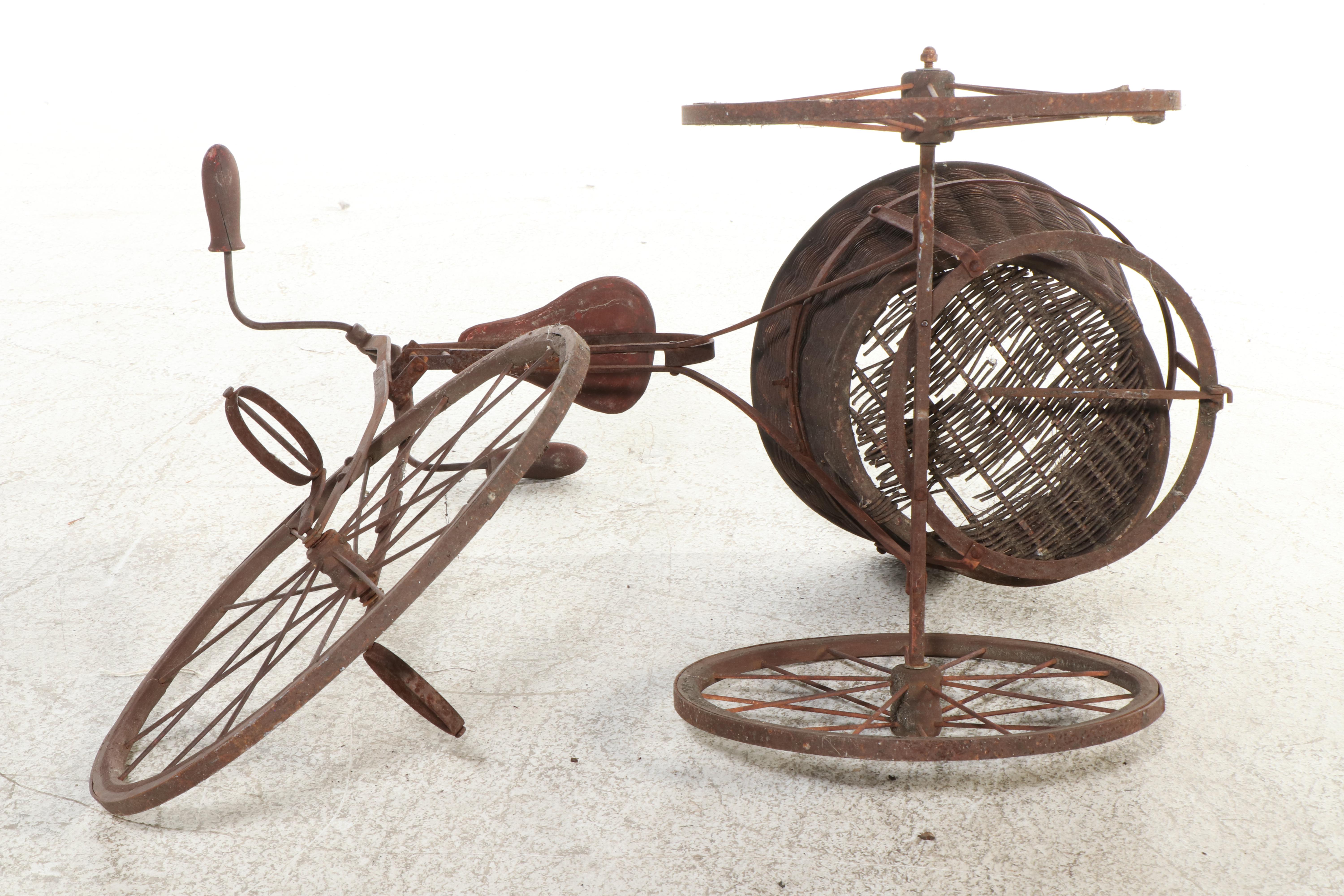 Victorian Style Iron Bicycle with Basket, Late 19th/Early 20th Century