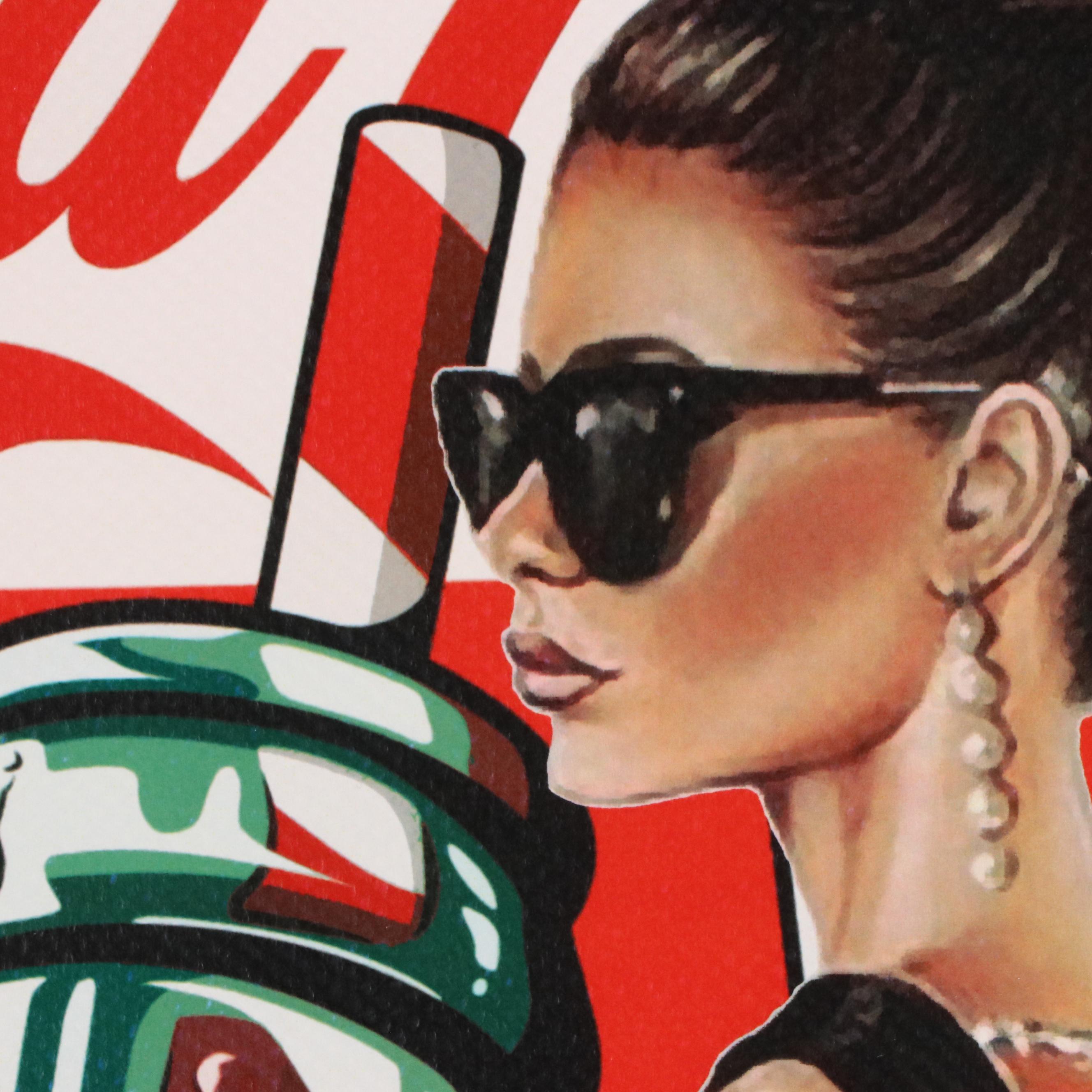 Death NYC Pop Art Graphic Print Homage to Aubrey Hepburn x Coca-Cola, 2024