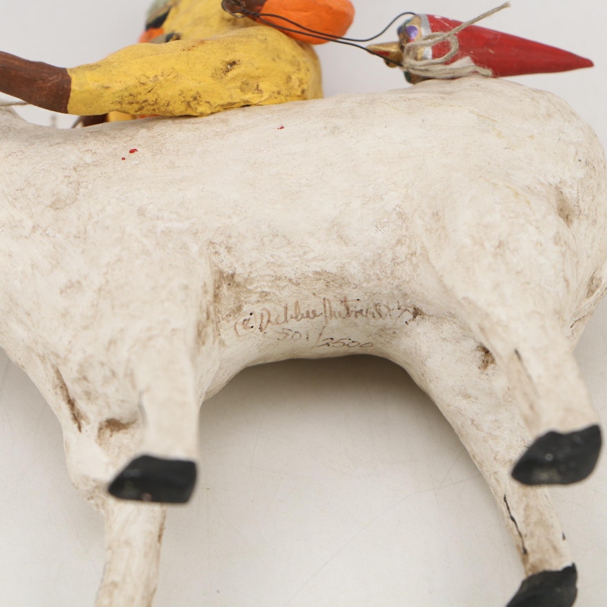 Debbee Thibault Folk Art Style Composite Figurine of Clown Rabbit