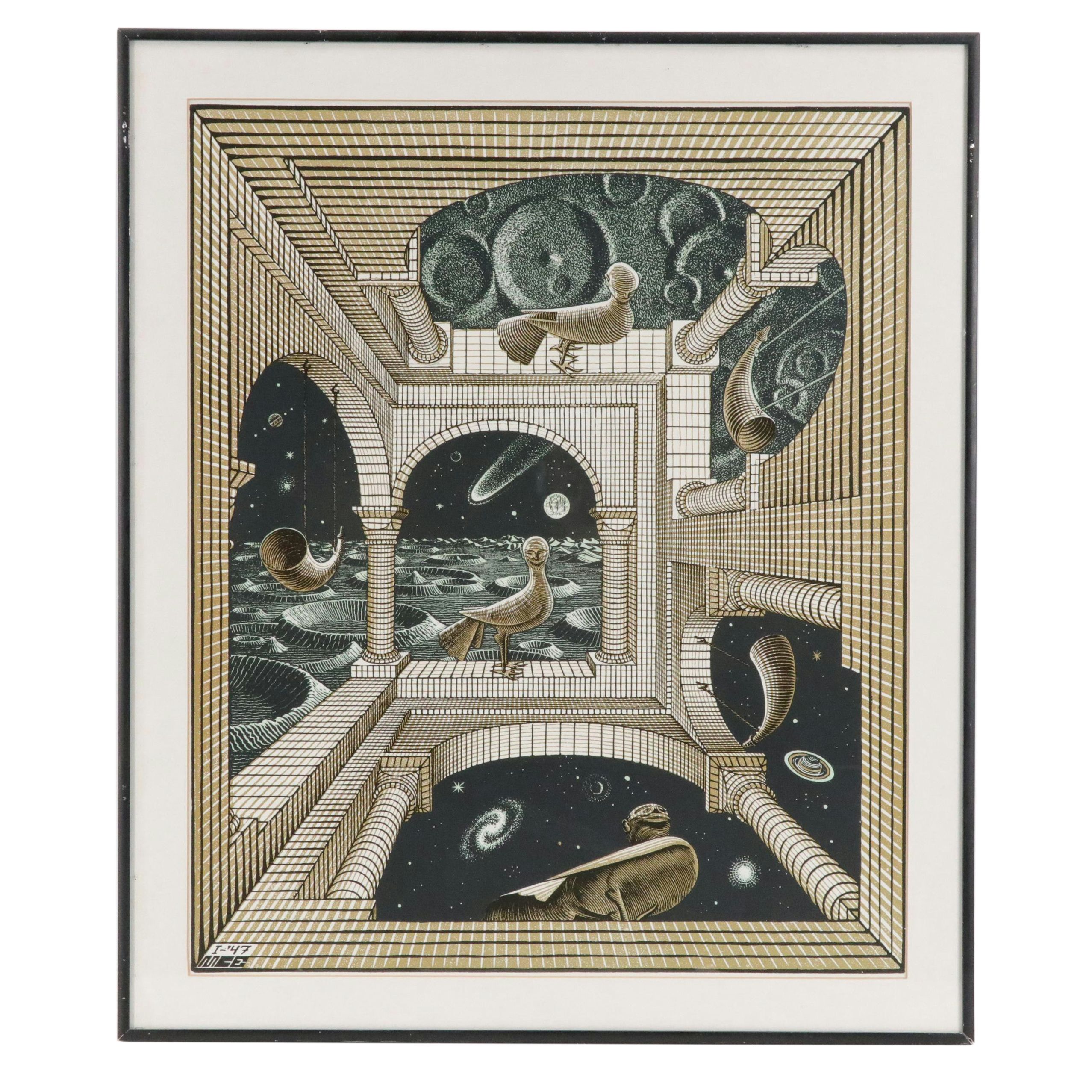 Serigraph After M. C. Escher "Other World," Late 20th / 21st Century