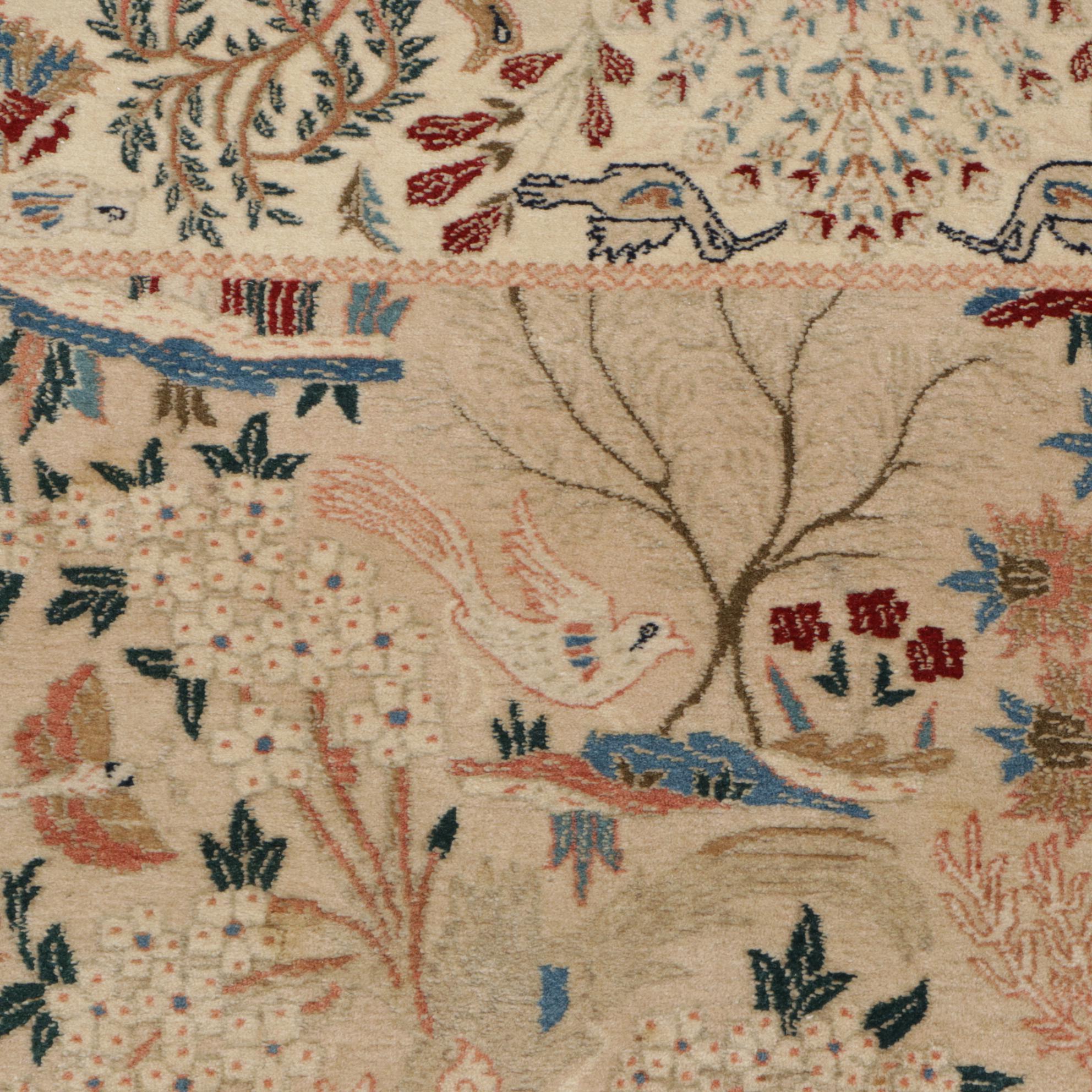 5'1 x 7'11 Hand-Knotted Persian Kerman Pictorial Area Rug