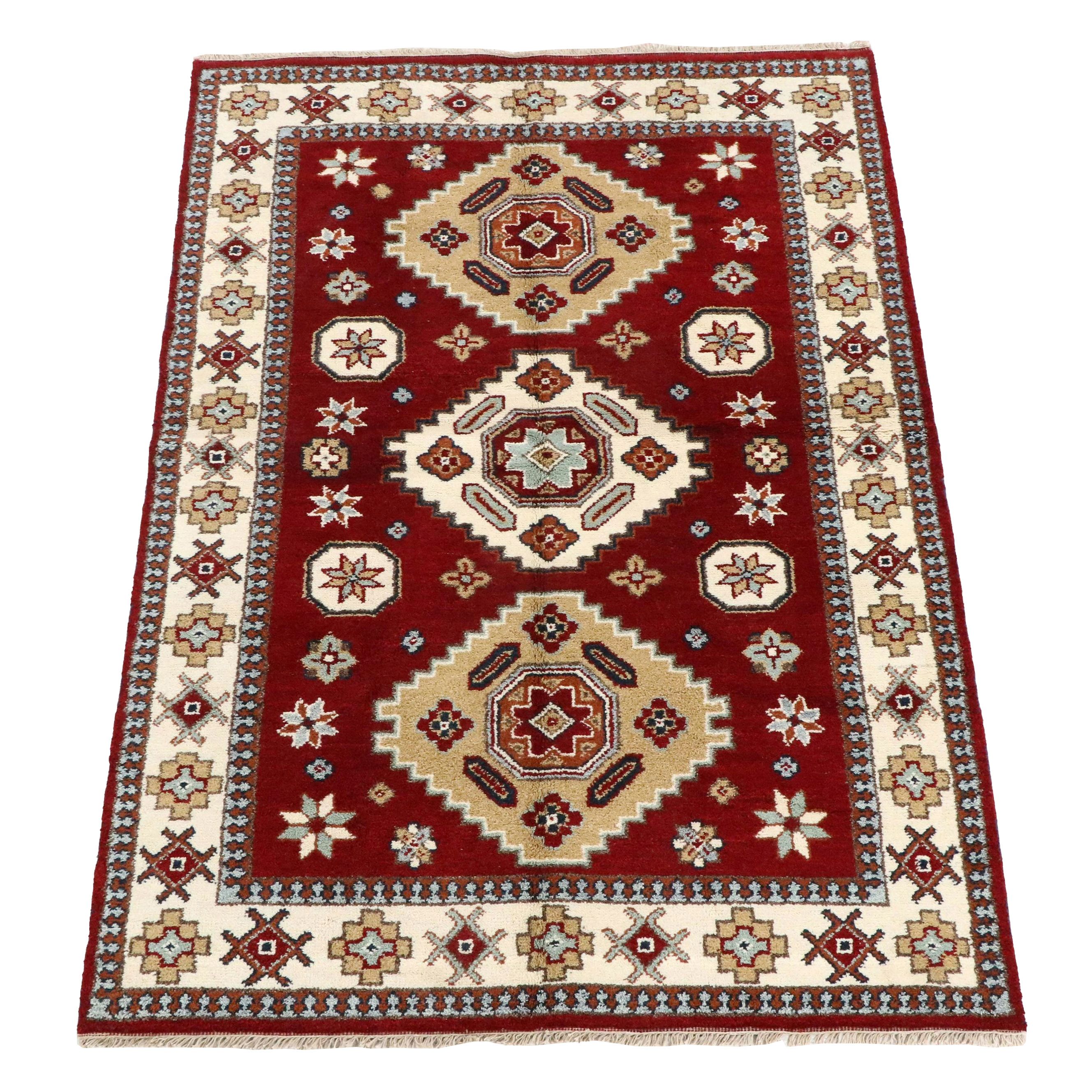 5'4 x 8' Hand-Knotted Afghan Kazak Area Rug