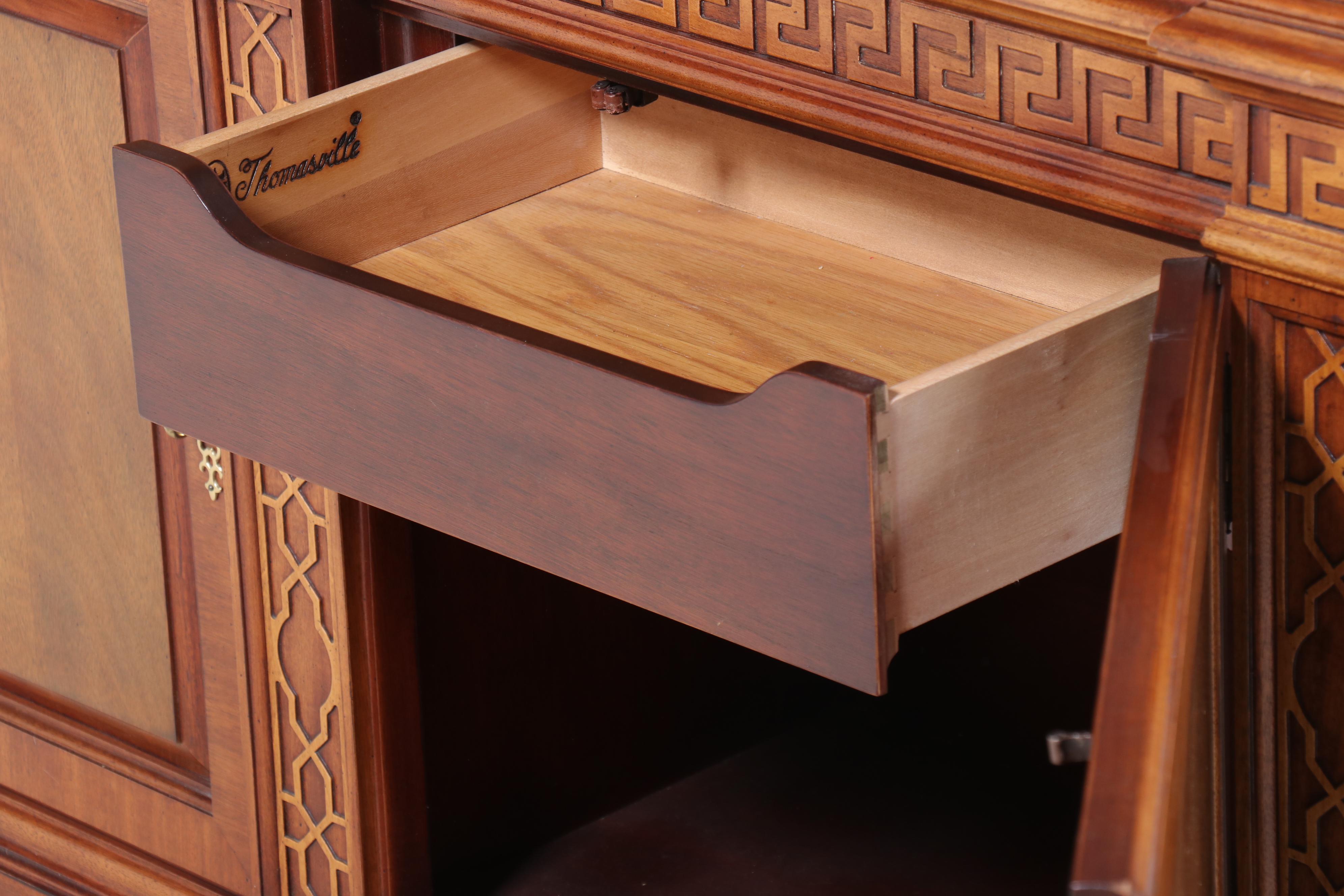 Thomasville Federal Style Mahogany Breakfront China Cabinet