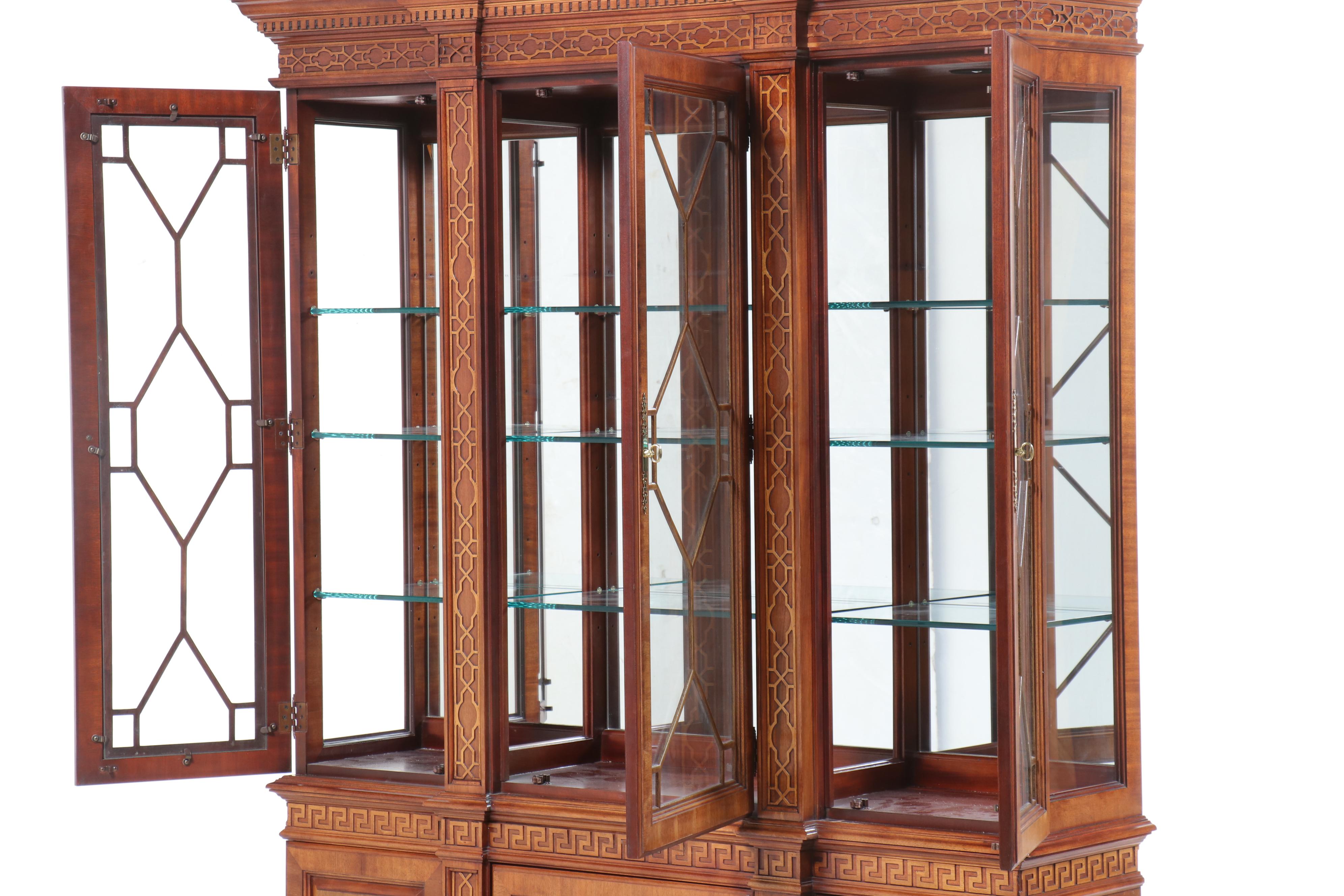 Thomasville Federal Style Mahogany Breakfront China Cabinet