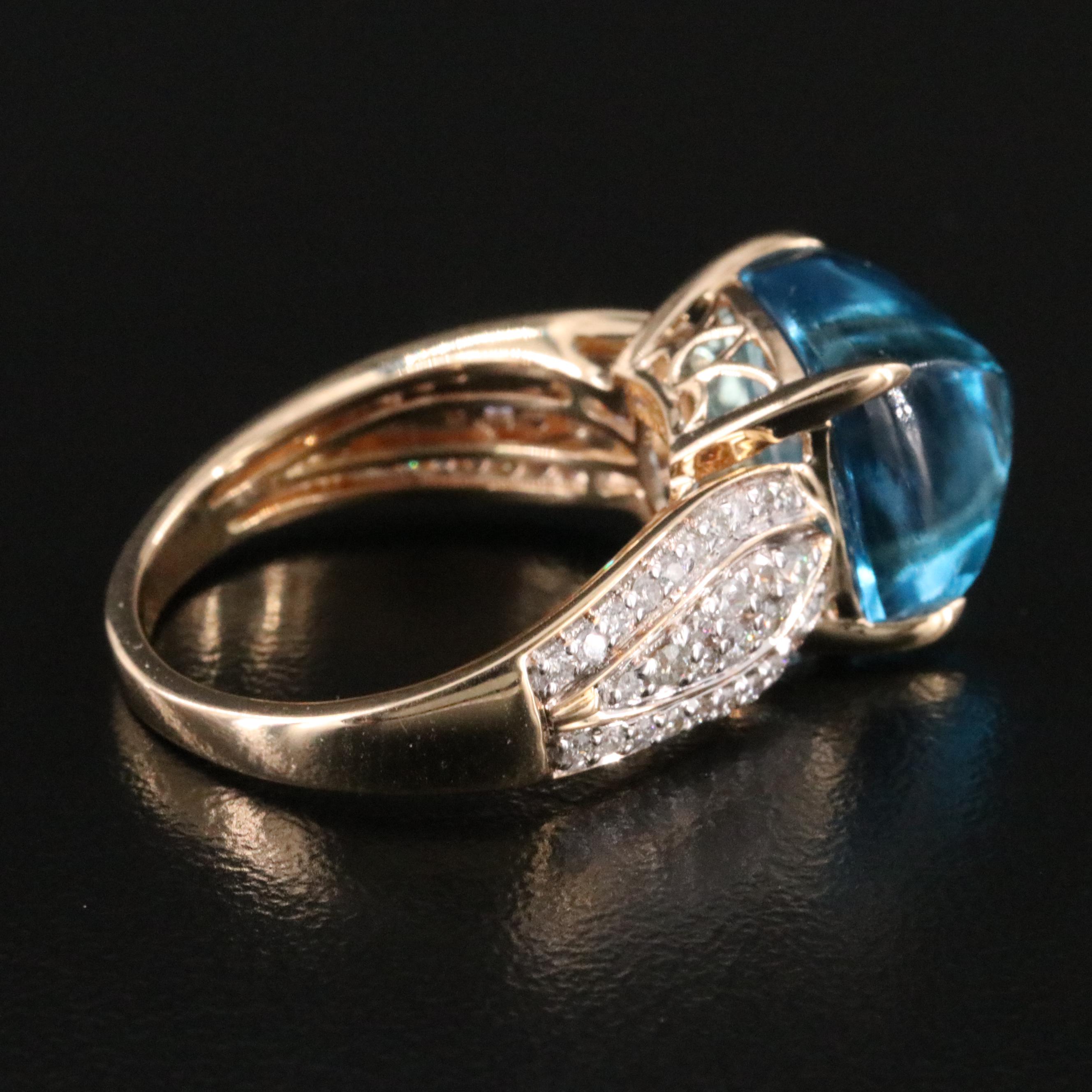 14K Swiss Blue Topaz and 0.46 CTW Diamond Ring