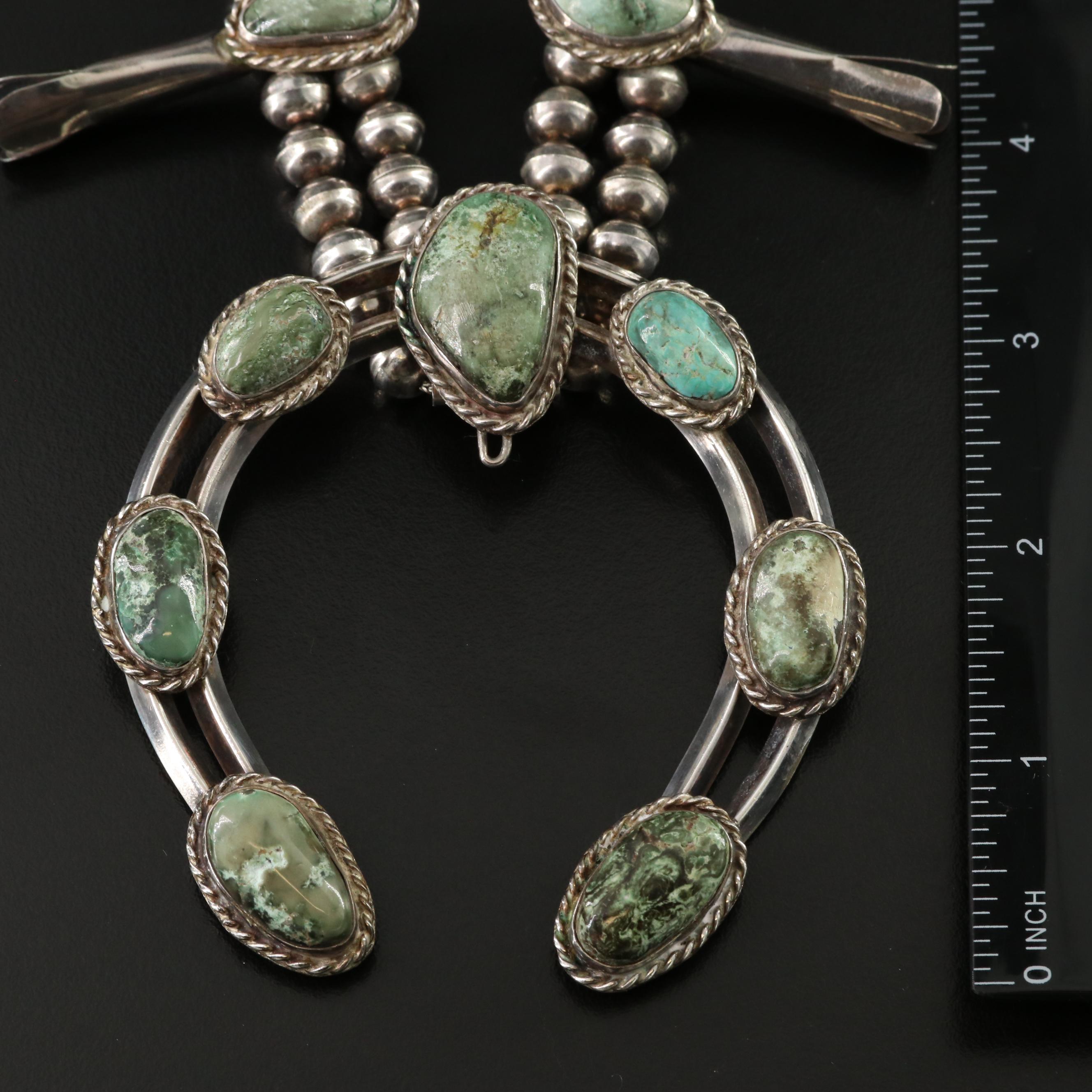 Sterling Turquoise Squash Blossom Necklace