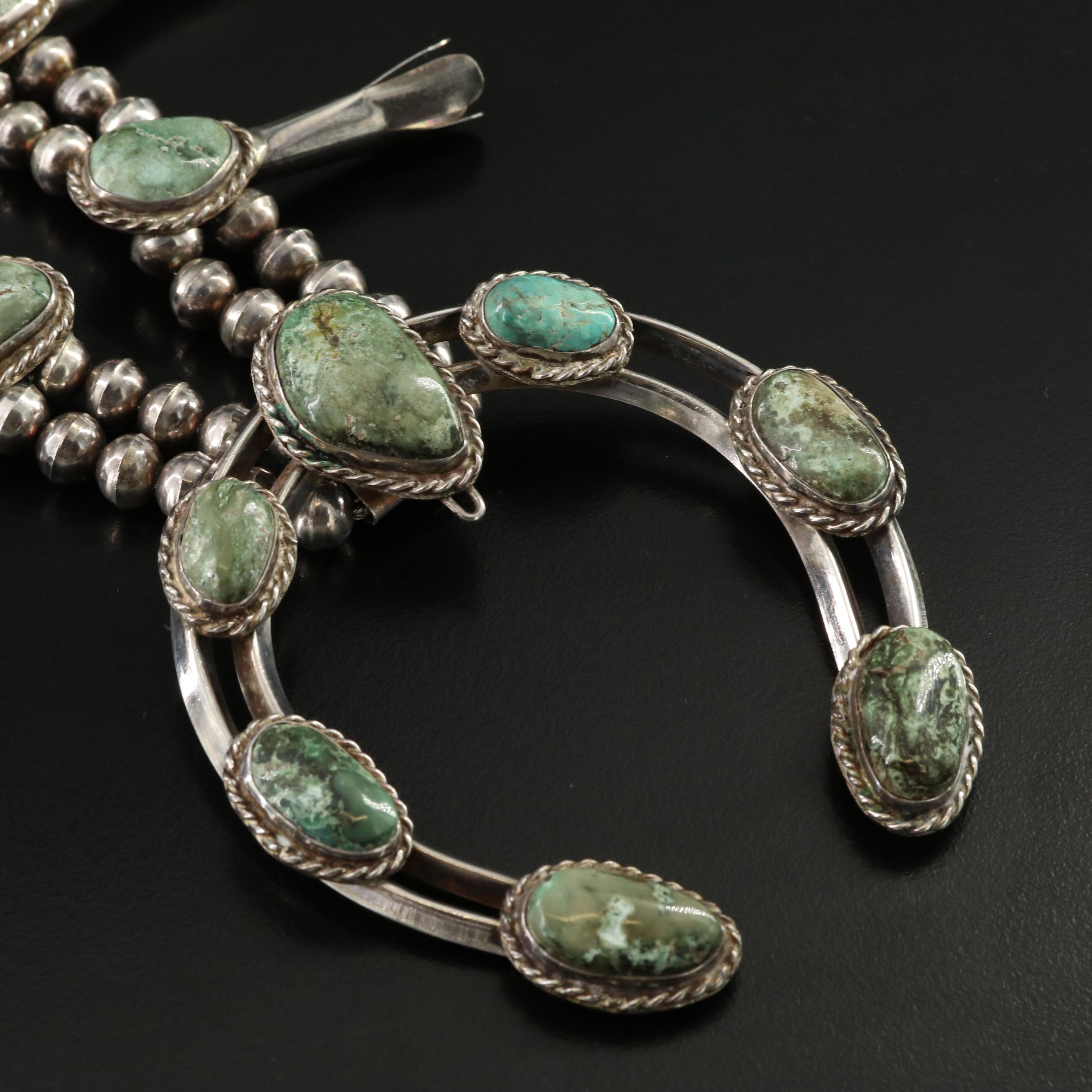 Sterling Turquoise Squash Blossom Necklace