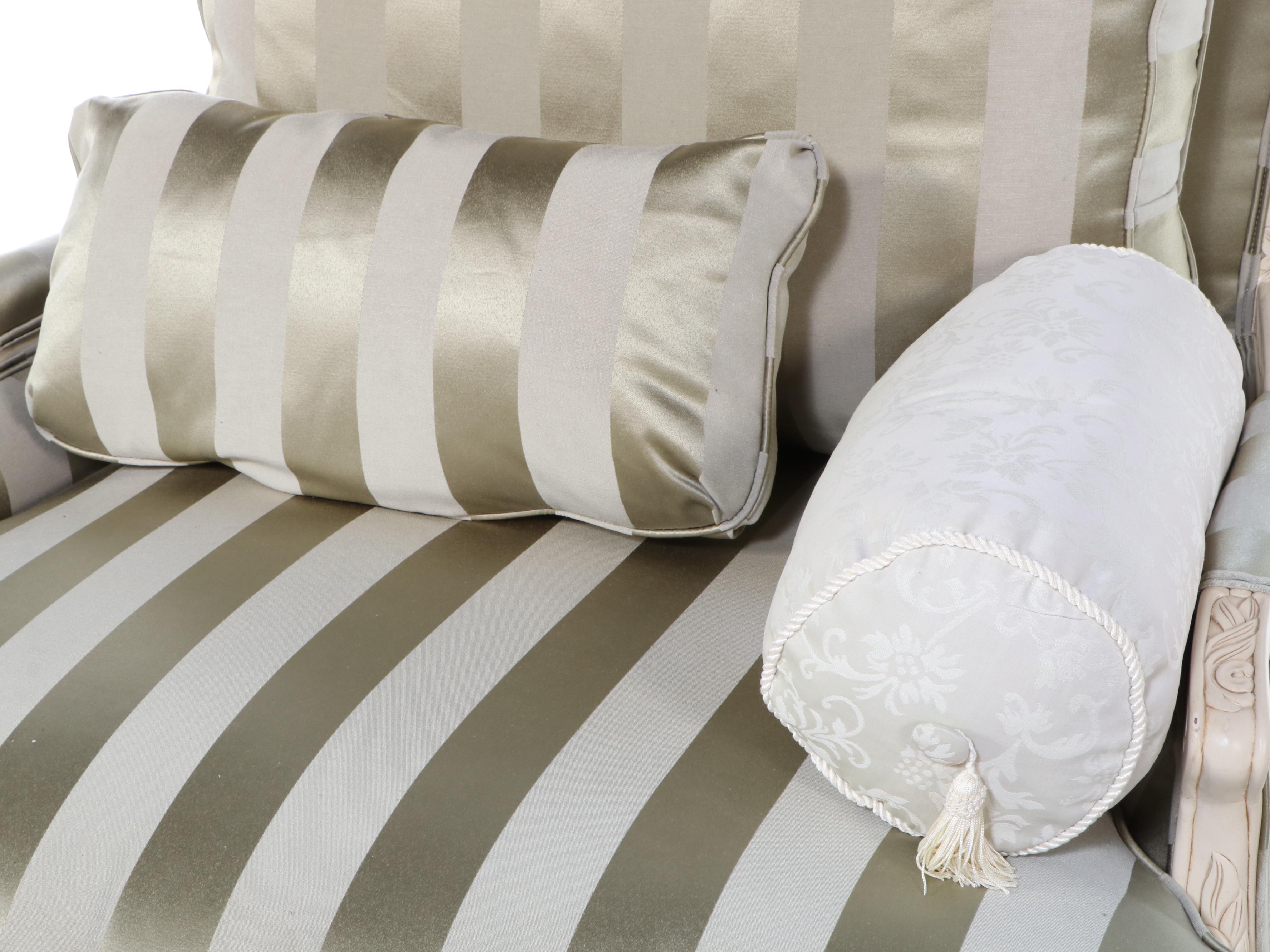 Sam Moore Furniture Louis XV Style Painted and Upholstered Bergère with Ottoman