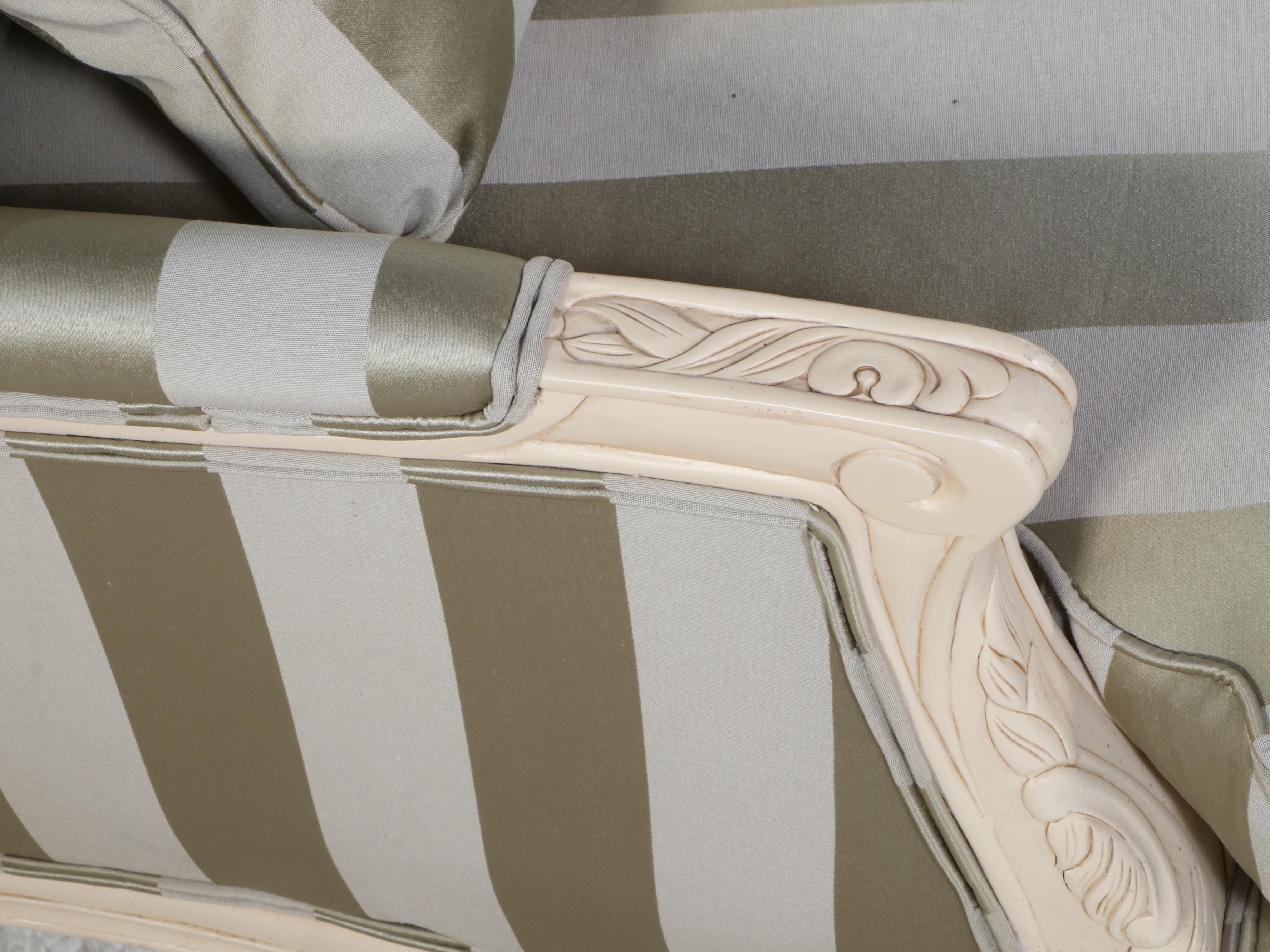 Sam Moore Furniture Louis XV Style Painted and Upholstered Bergère with Ottoman