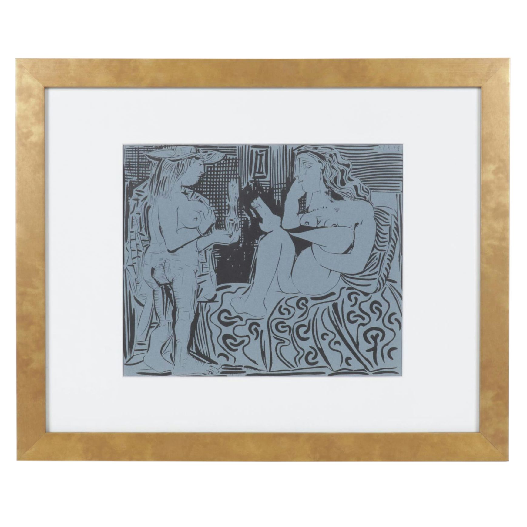 Pablo Picasso Linocut "Deux Femmes Avec un Vase à Fleurs," 1962