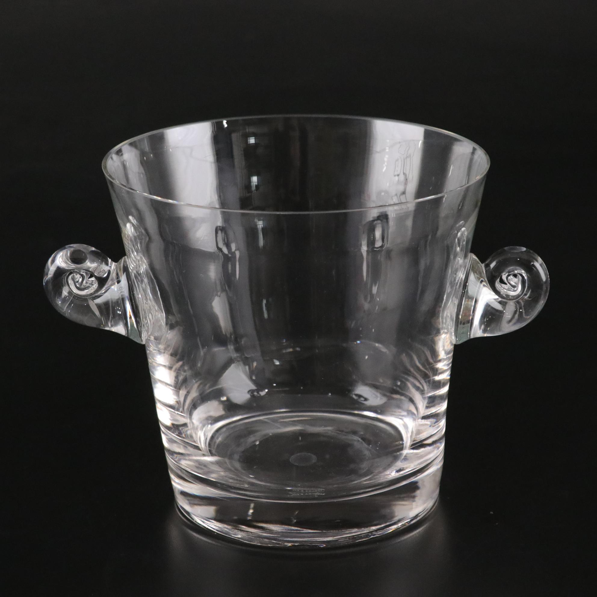 Tiffany & Co. Crystal Ice Bucket with Scroll Handles