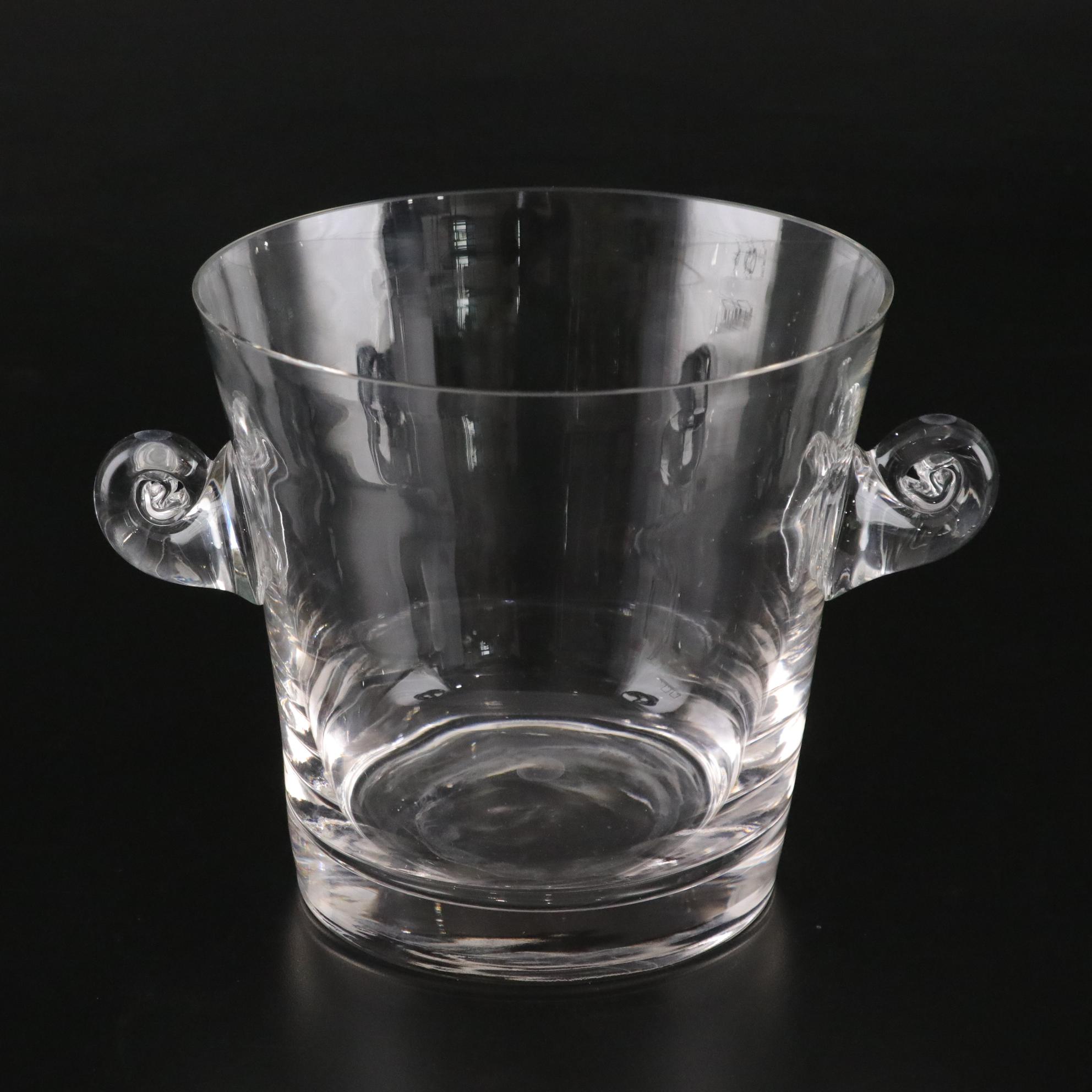 Tiffany & Co. Crystal Ice Bucket with Scroll Handles