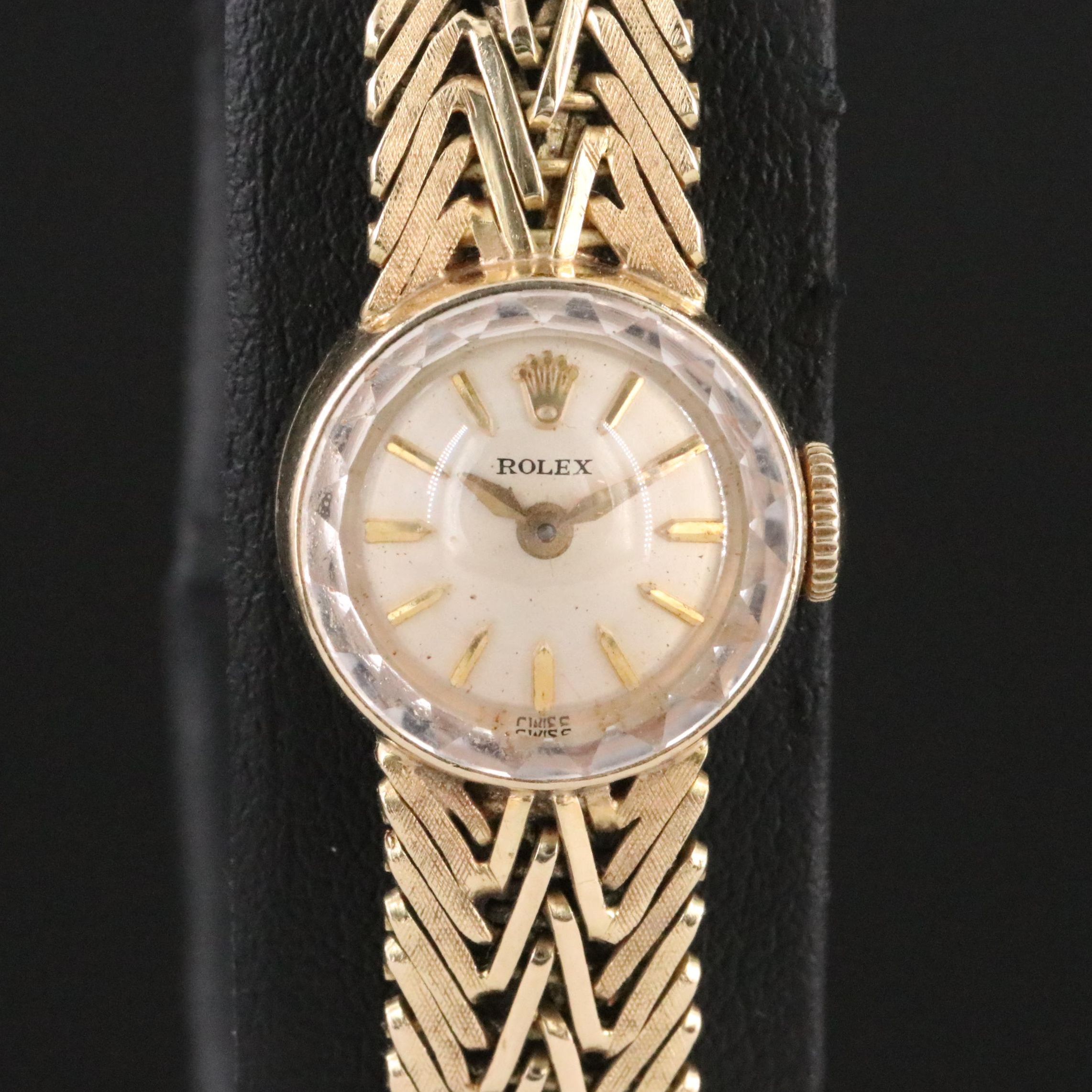 Vintage 14K Rolex Custom Band Stem Wind Watch