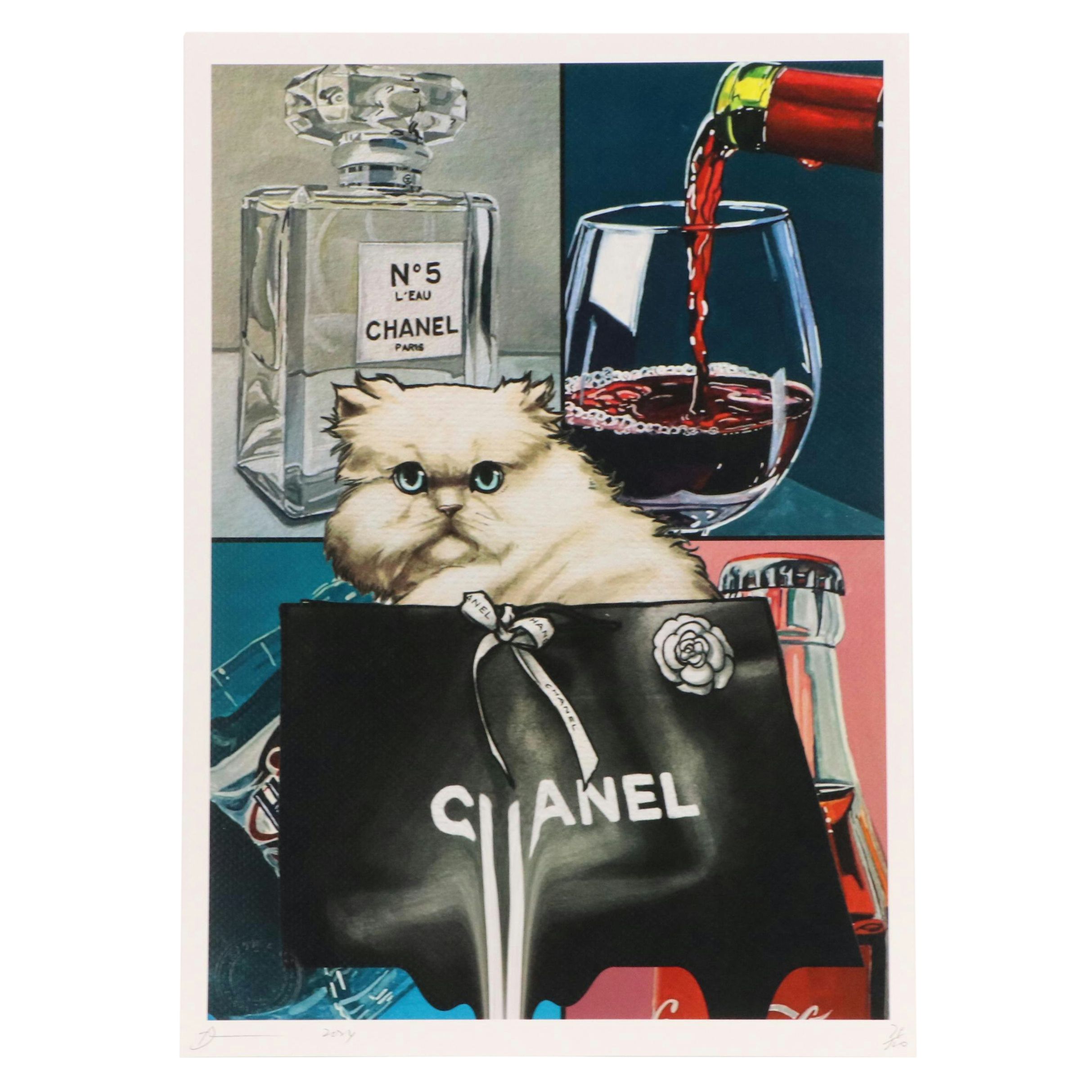 Death NYC Pop Art Graphic Print of Chanel Cat, 2024