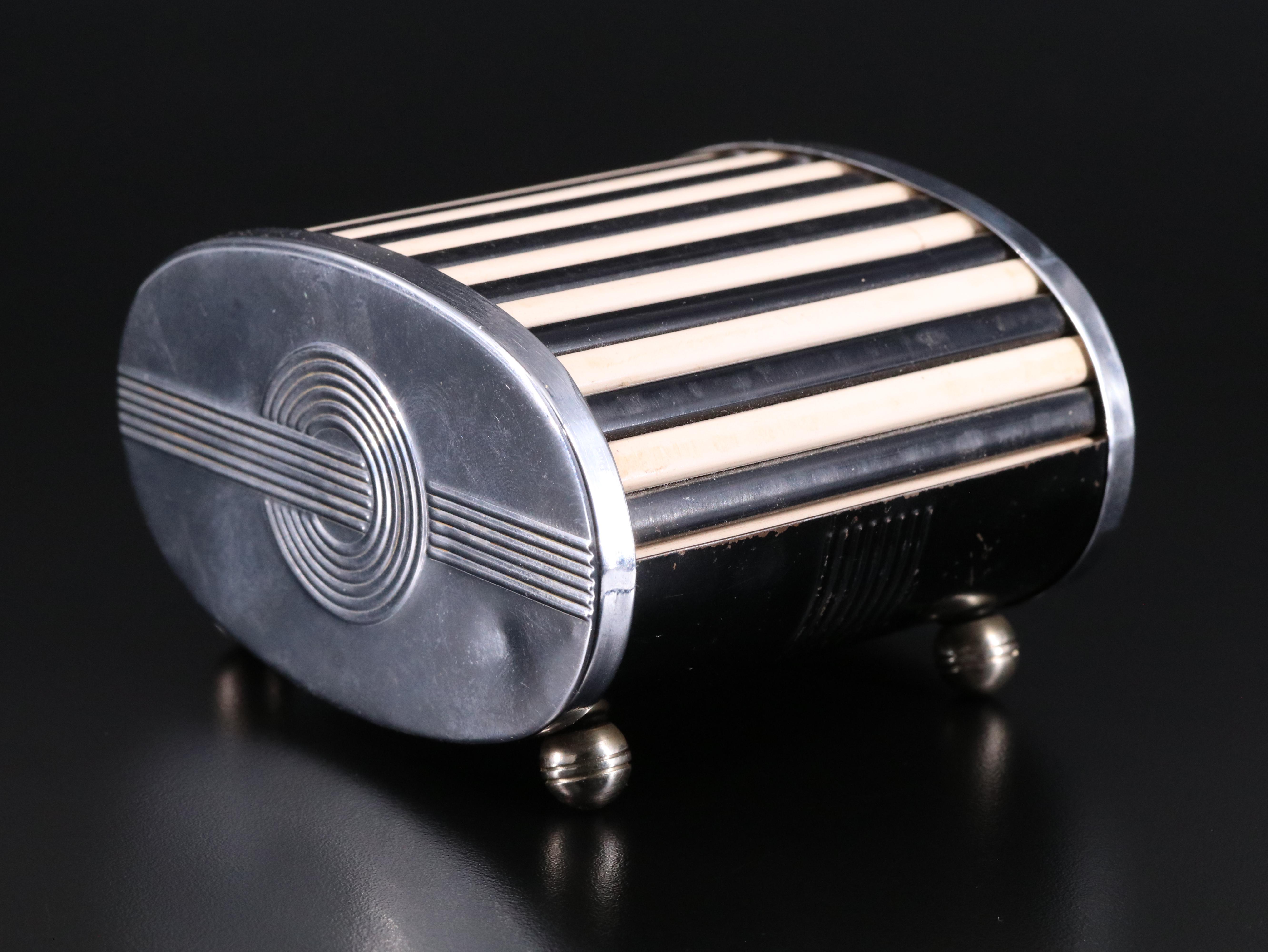 Park Sherman Art Deco Bakelite Tambour-Top Cigarette Box