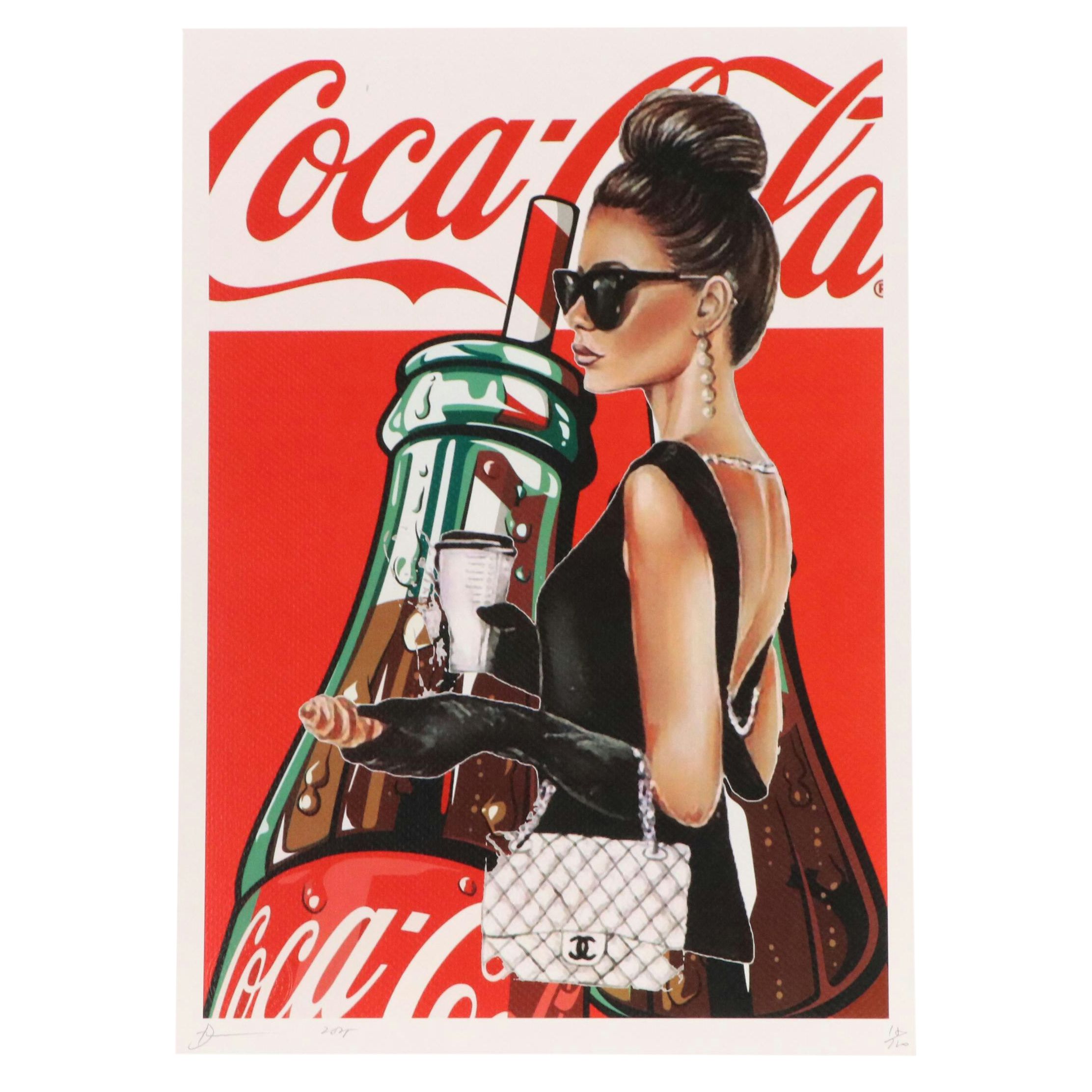 Death NYC Pop Art Graphic Print Homage to Aubrey Hepburn x Coca-Cola, 2024