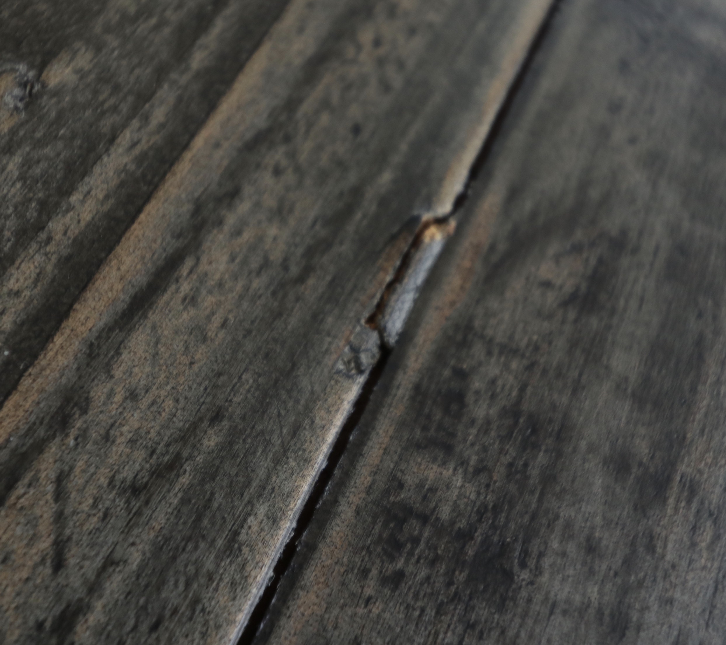 P.G.T. Reclaimed Wood Farmhouse Style Table and Pottery Barn "Wyatt" Wood Chairs