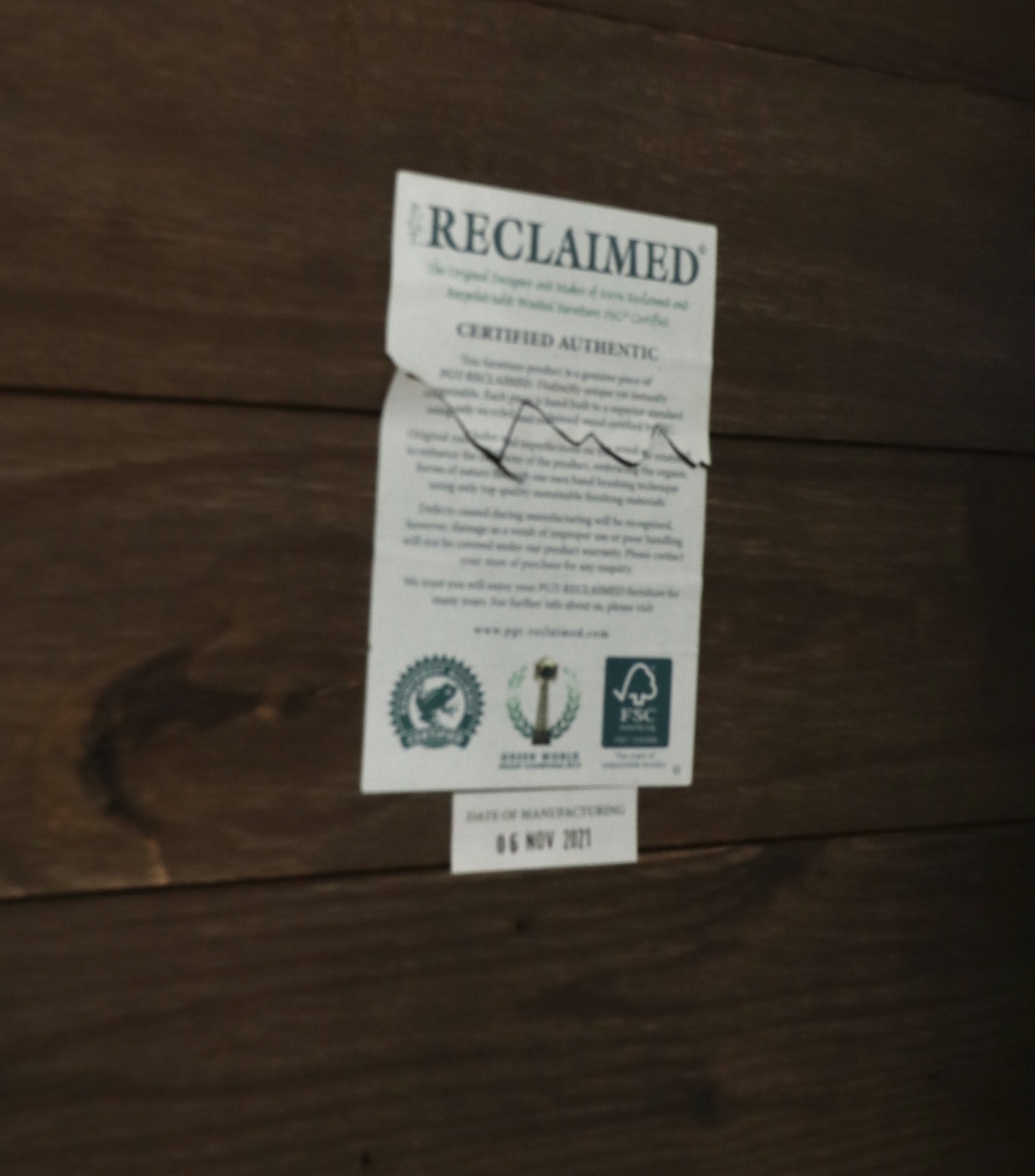 P.G.T. Reclaimed Wood Farmhouse Style Table and Pottery Barn "Wyatt" Wood Chairs