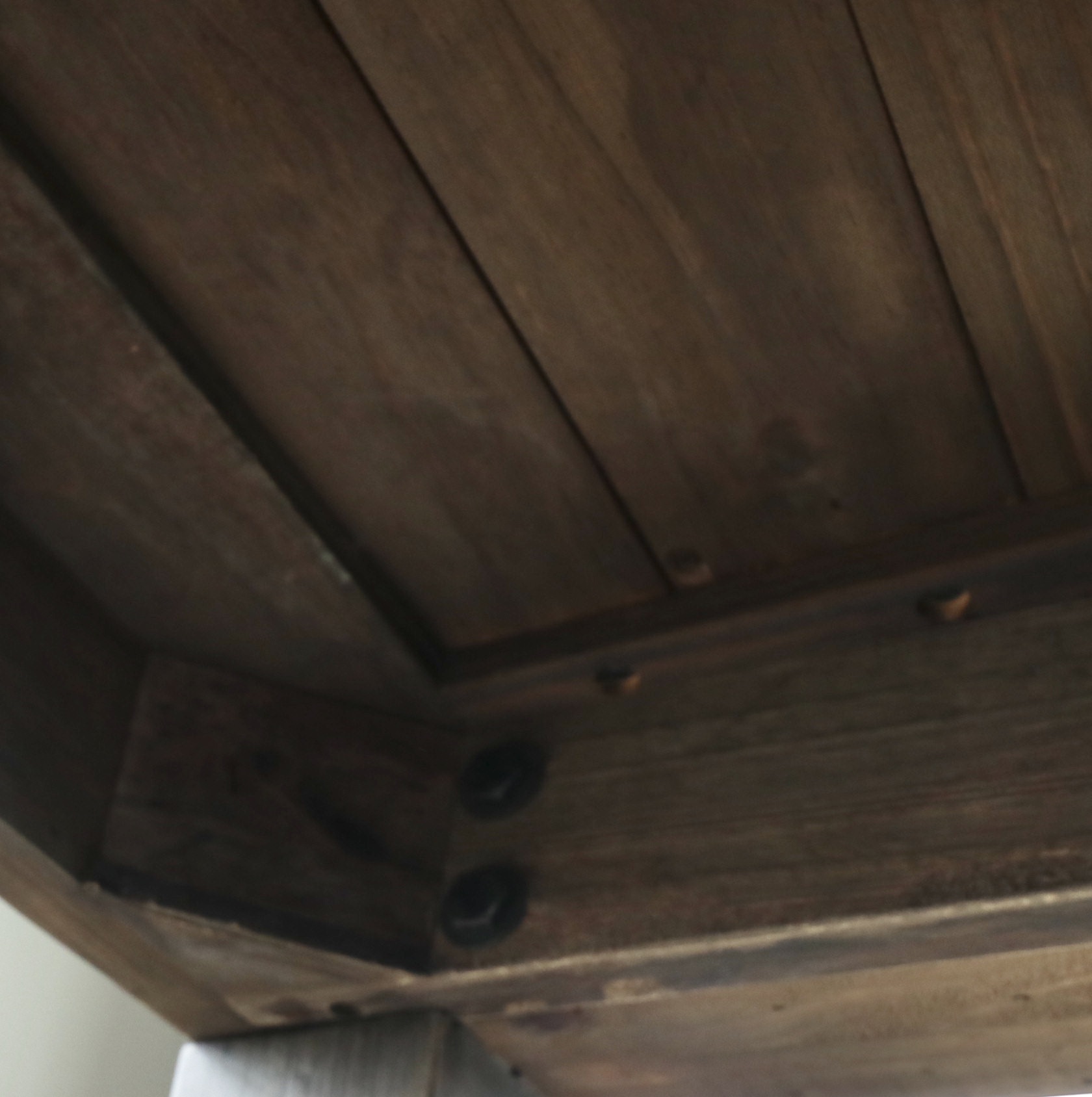 P.G.T. Reclaimed Wood Farmhouse Style Table and Pottery Barn "Wyatt" Wood Chairs