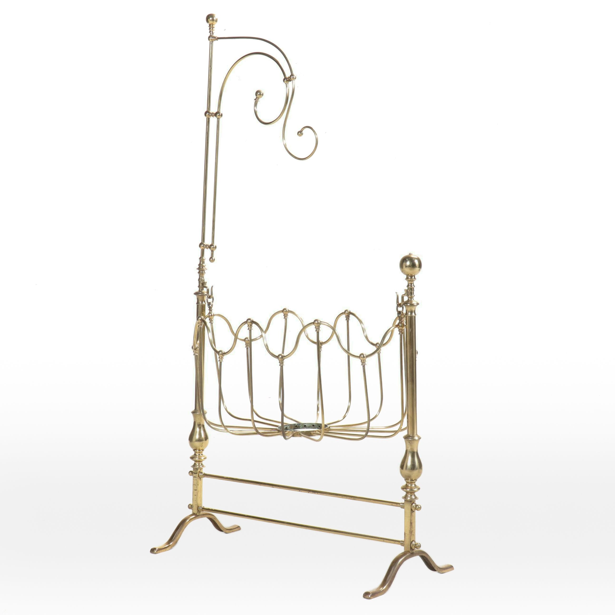 Art Nouveau Style Brass Cradle, Early 20th Century