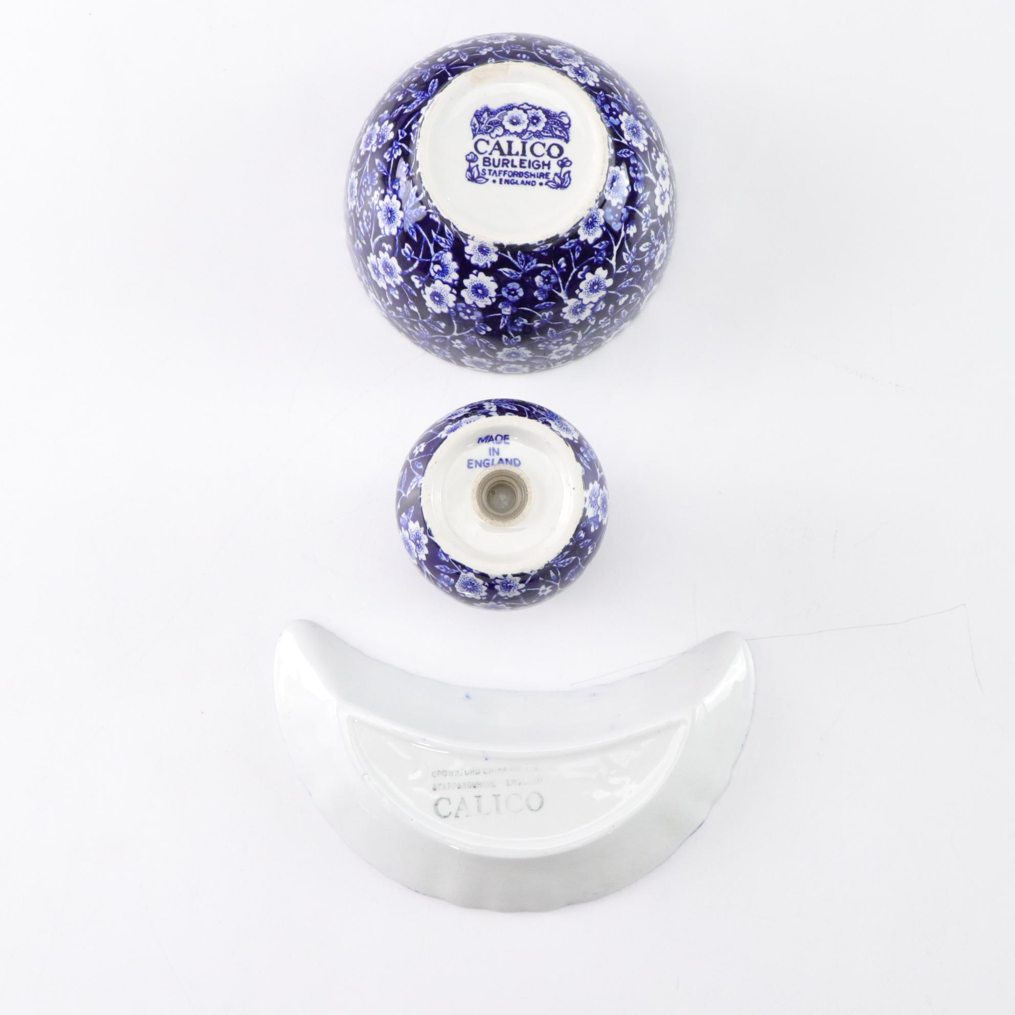 Burleigh "Calico" Stoneware Bowls, Bone Dishes, and Salt and Pepper Shakers