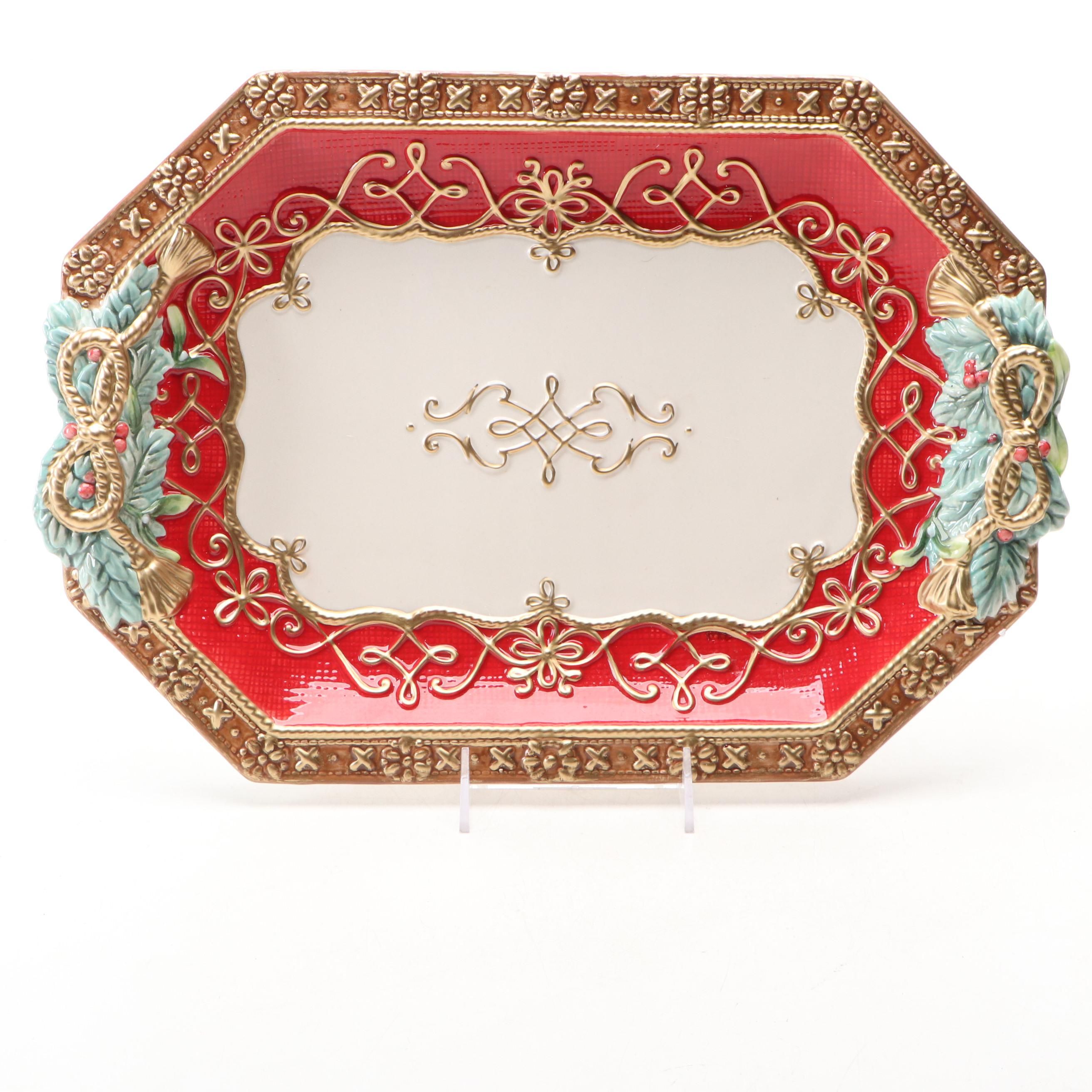 Fitz and Floyd "Yuletide Holiday" Ceramic Serving Platter