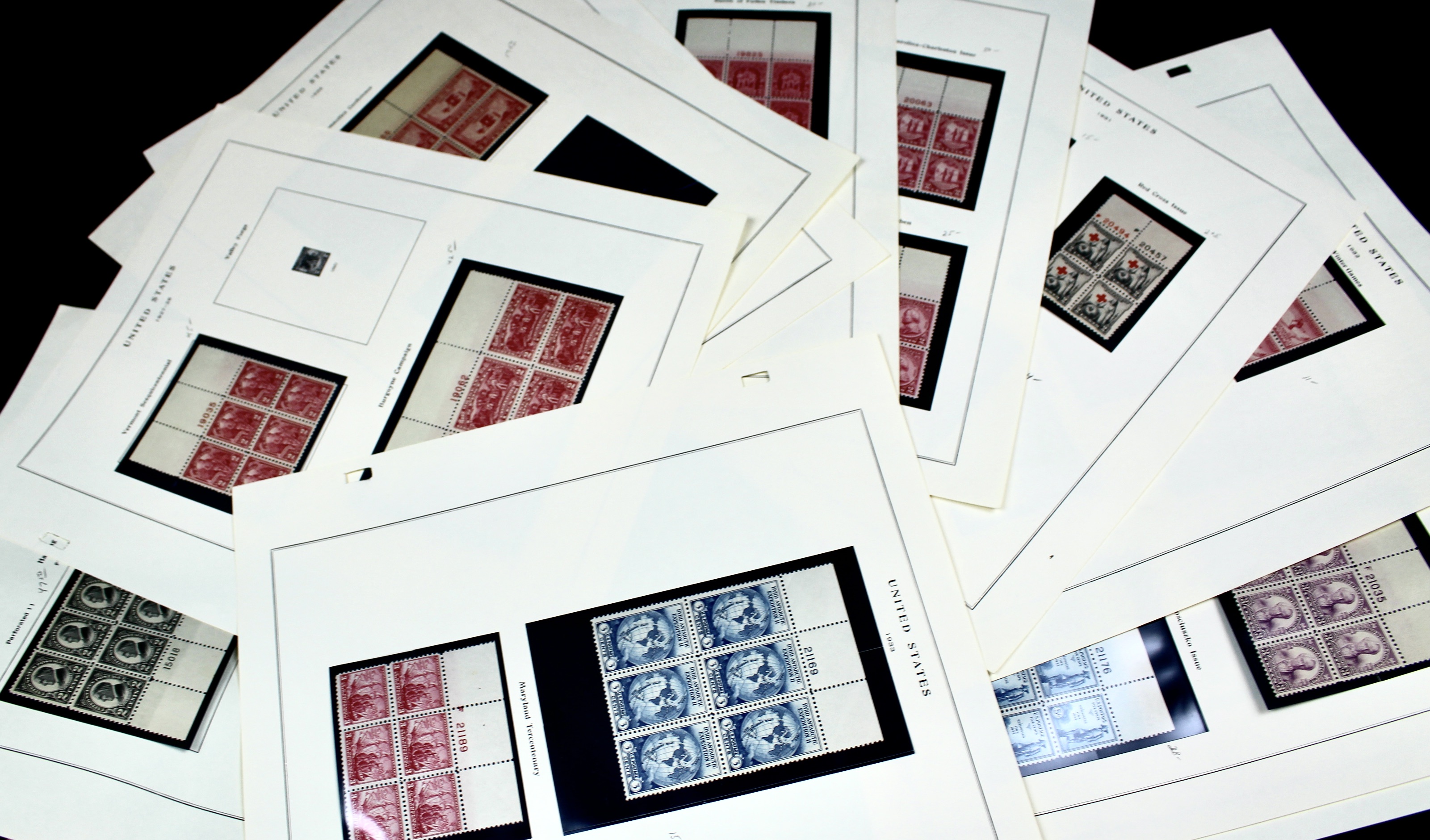 Early Group of MNH Postage Stamp Plate Blocks, 1923 to 1933