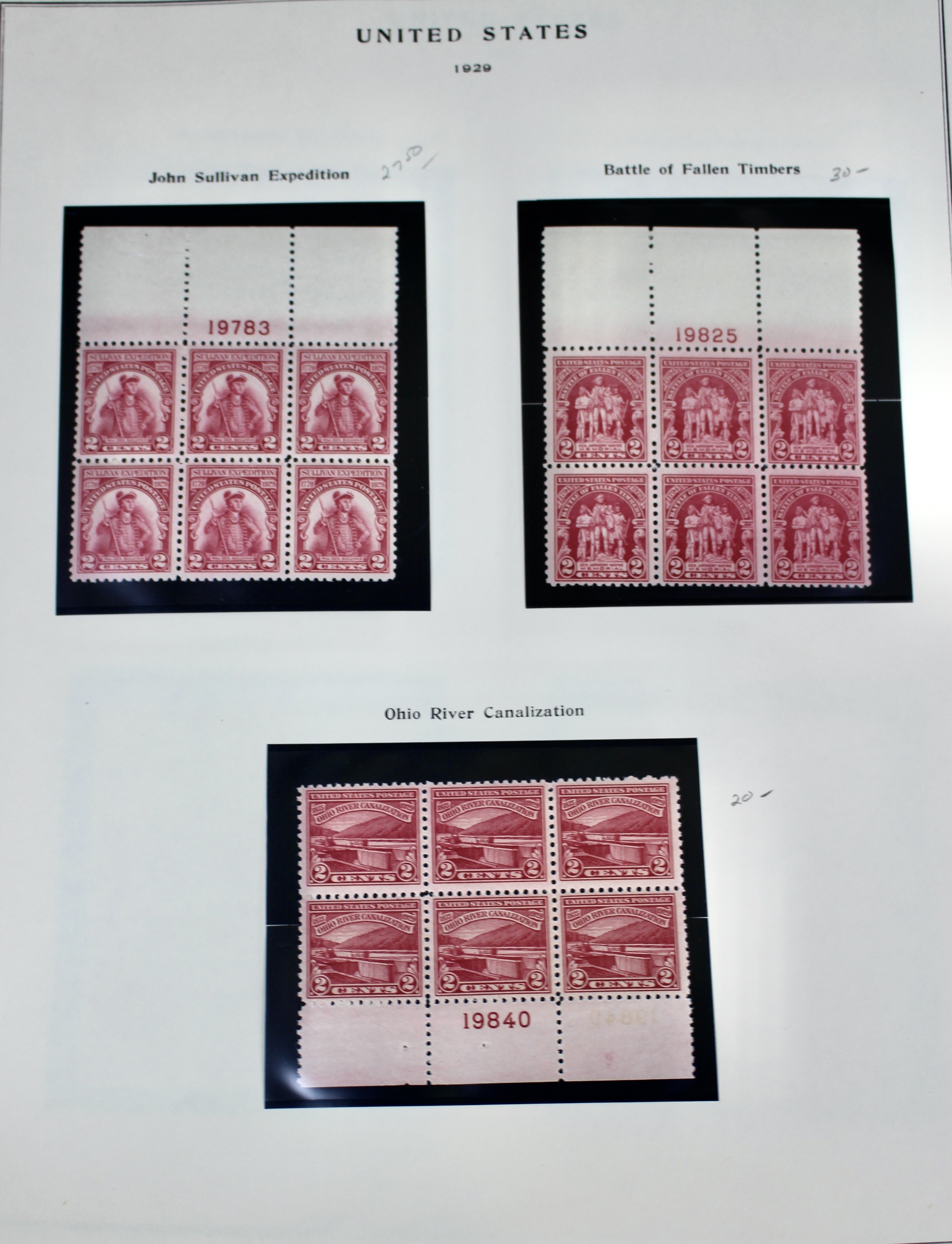Early Group of MNH Postage Stamp Plate Blocks, 1923 to 1933