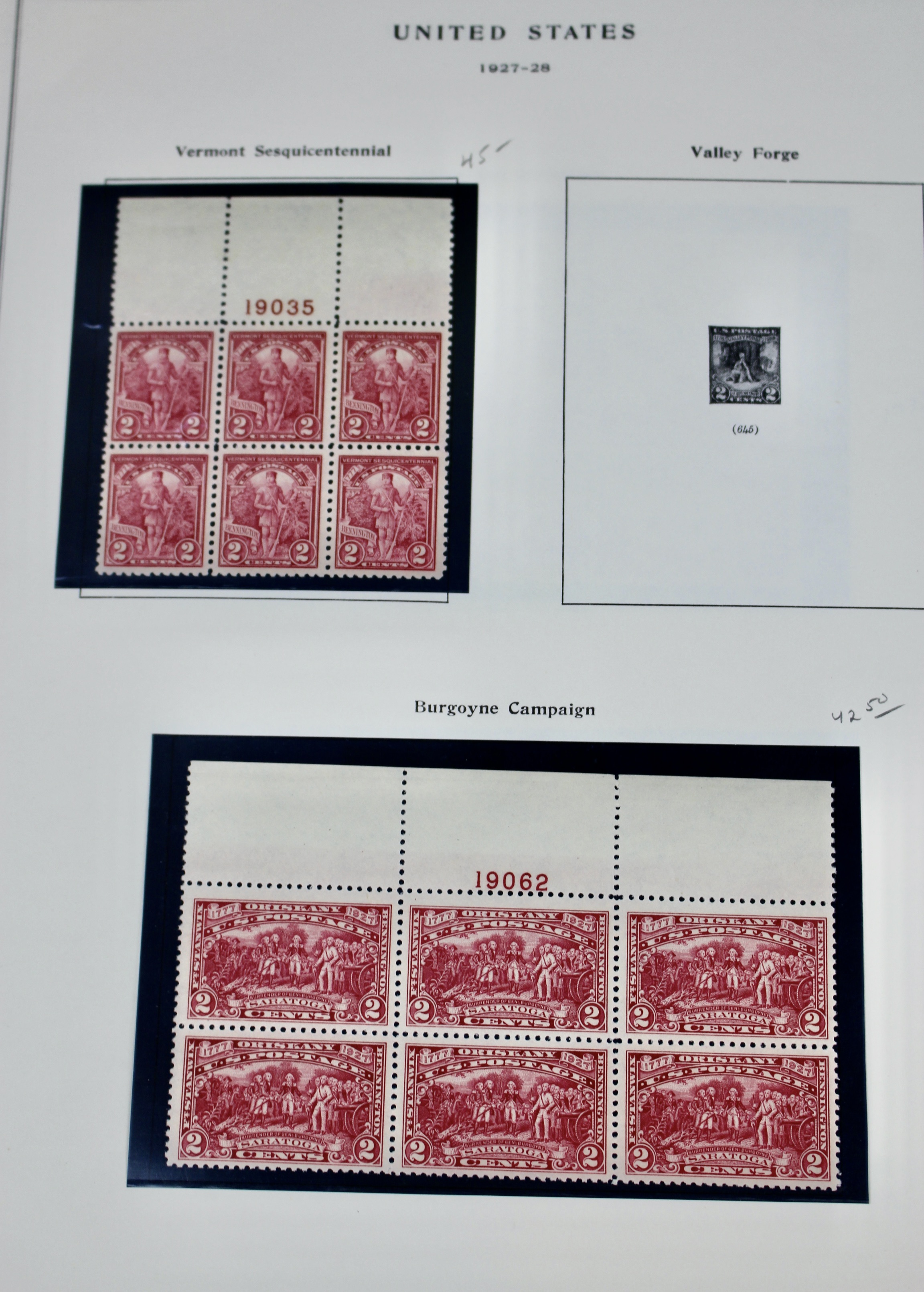 Early Group of MNH Postage Stamp Plate Blocks, 1923 to 1933