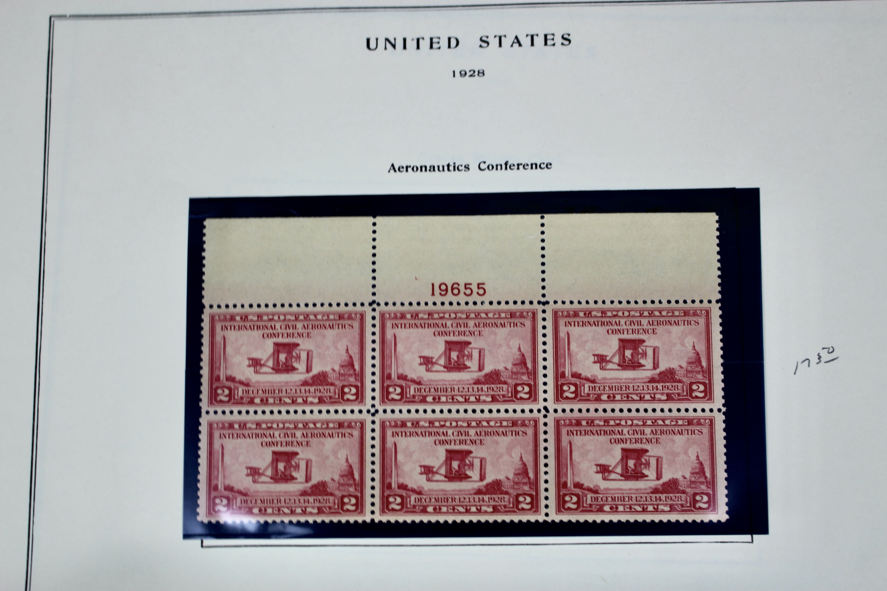 Early Group of MNH Postage Stamp Plate Blocks, 1923 to 1933