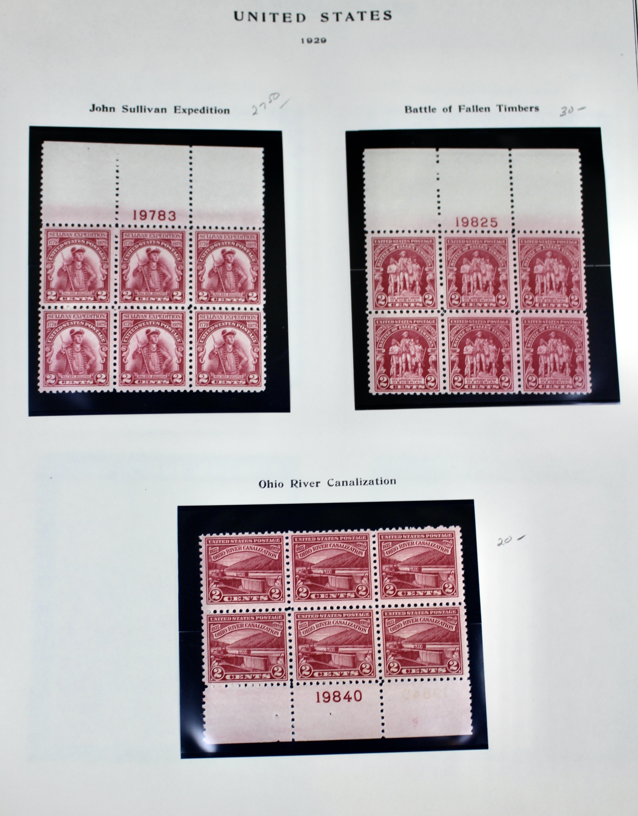 Early Group of MNH Postage Stamp Plate Blocks, 1923 to 1933