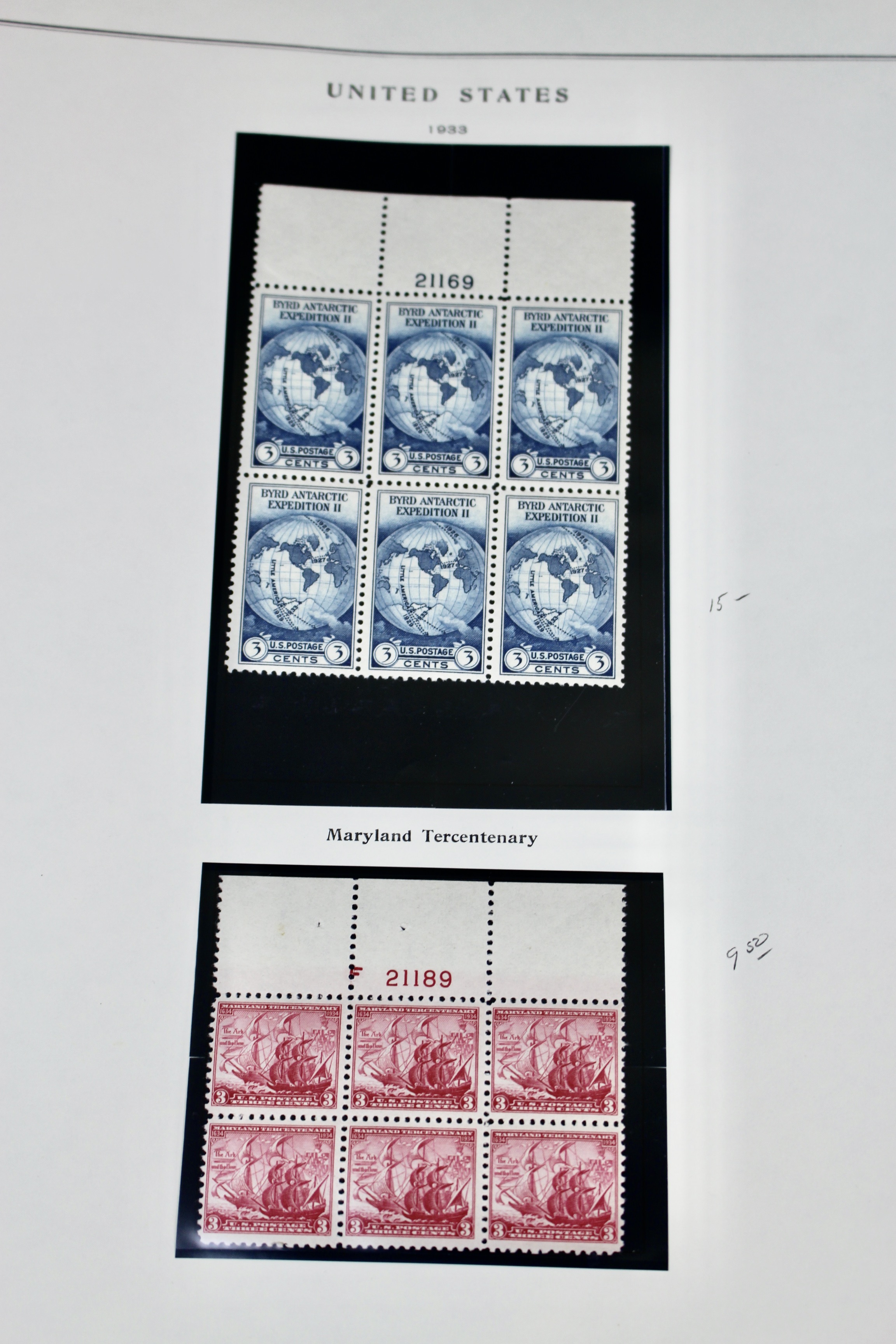 Early Group of MNH Postage Stamp Plate Blocks, 1923 to 1933