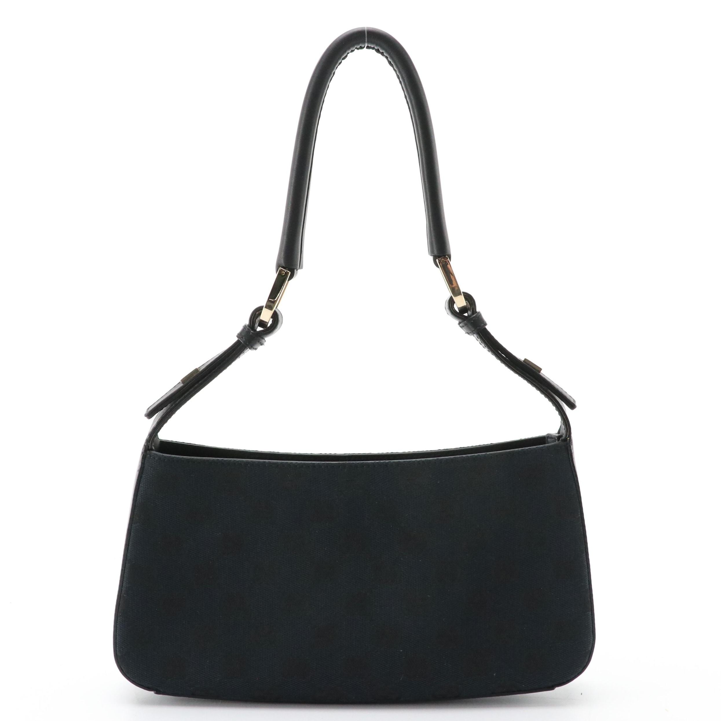 Gucci Pochette Shoulder Bag in GG Jacquard Canvas and Black Leather