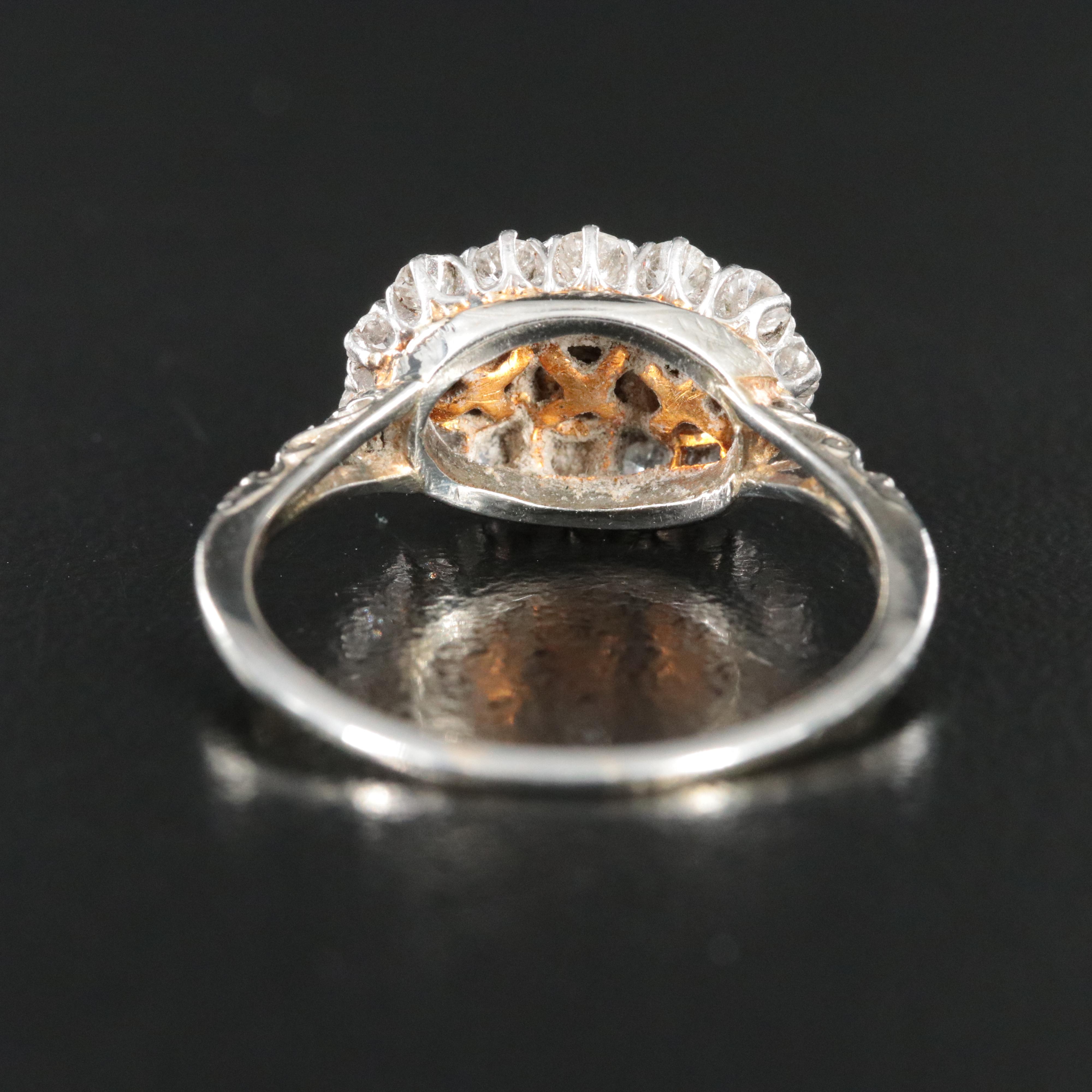 Edwardian 18K Pearl and Diamond Ring with Platinum Accents