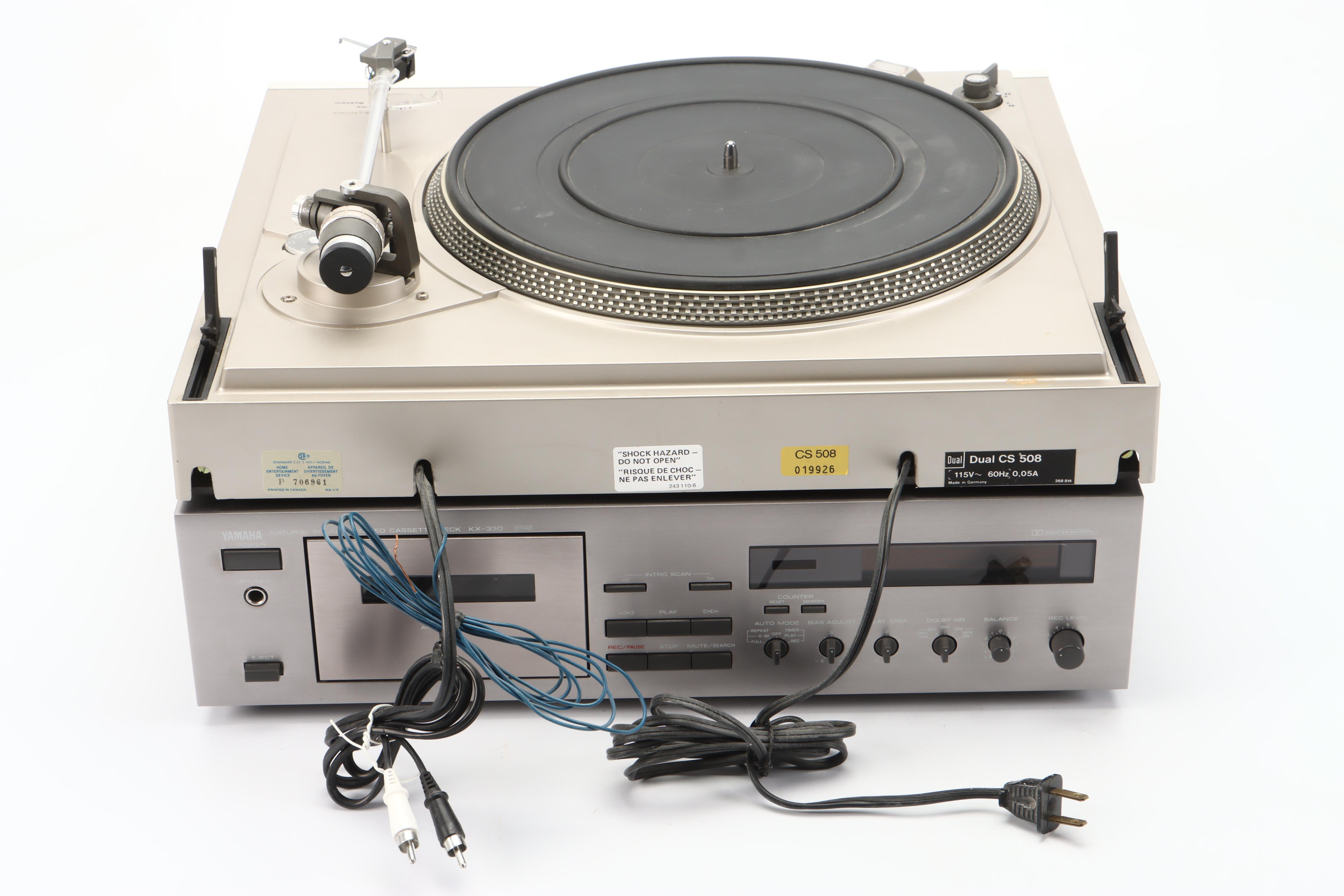 Dual CS 508 Turntable with Yamaha KX-330 Cassette Deck, Late 20th Century