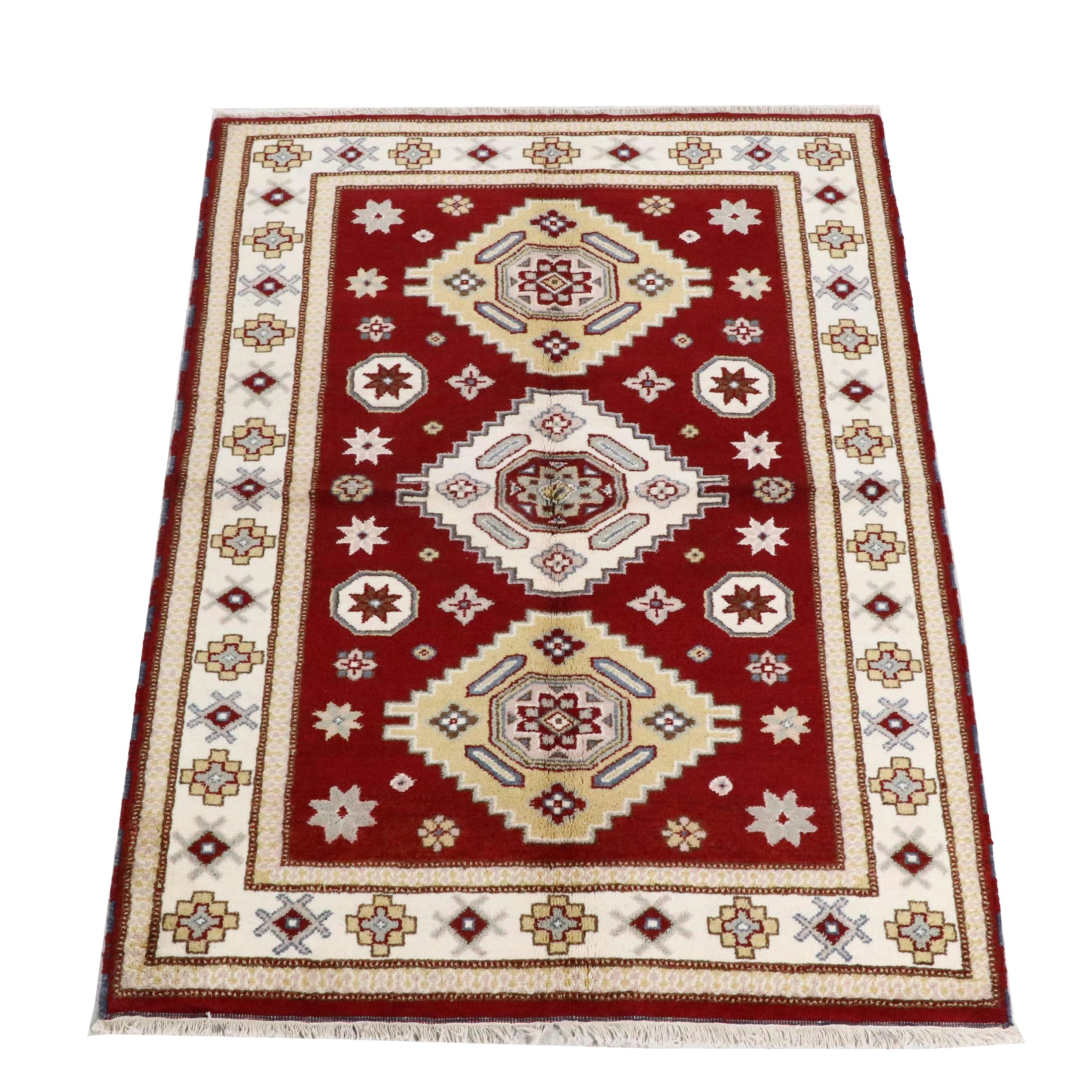 5'6 x 8' Hand-Knotted Afghan Kazak Area Rug