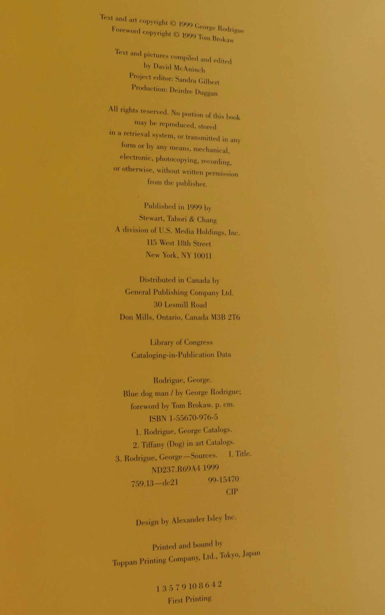 First Edition, First Printing "Blue Dog Man" by George Rodrigue, 1999