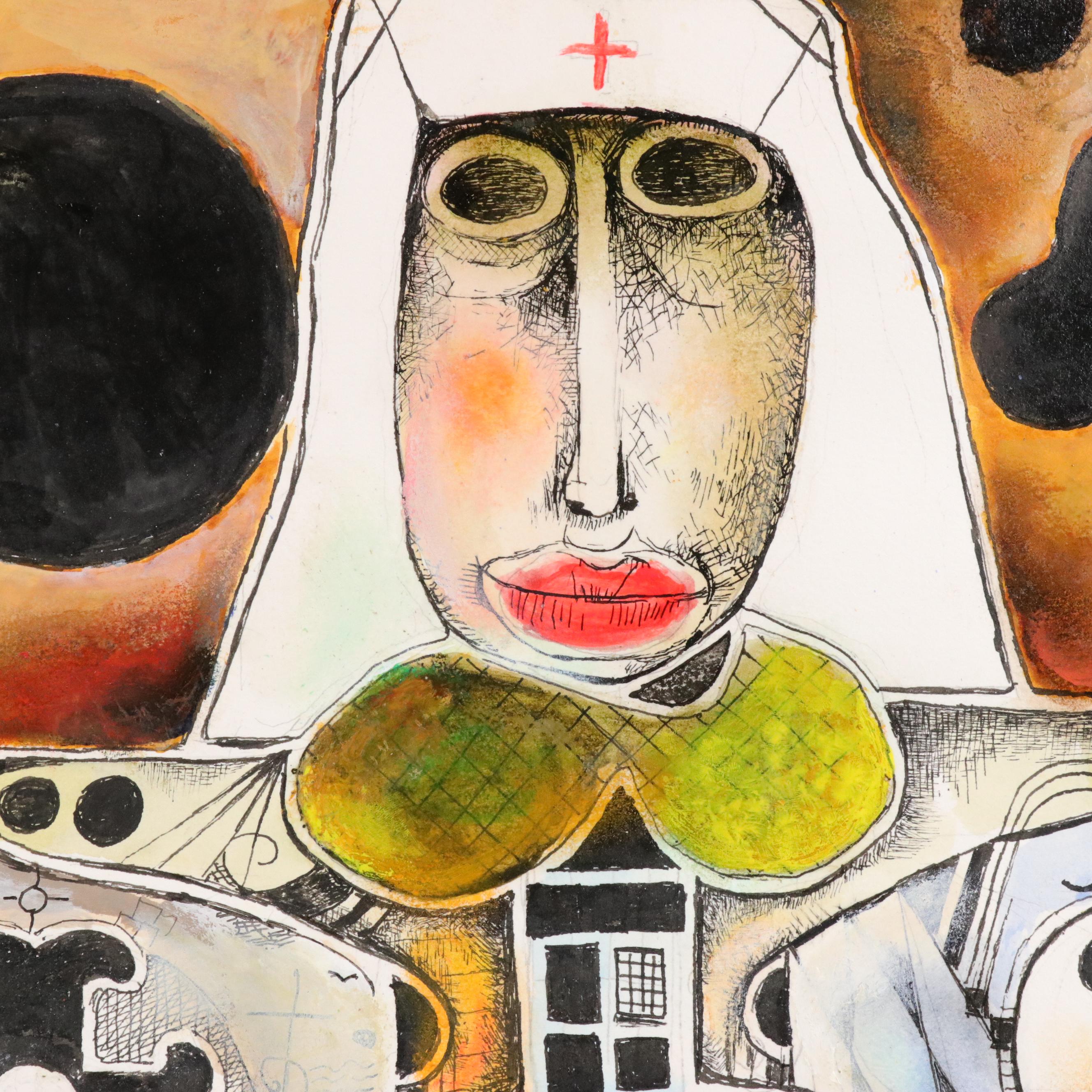 Nikolay Kuk Surrealist Figural Mixed Media Illustration, 2020