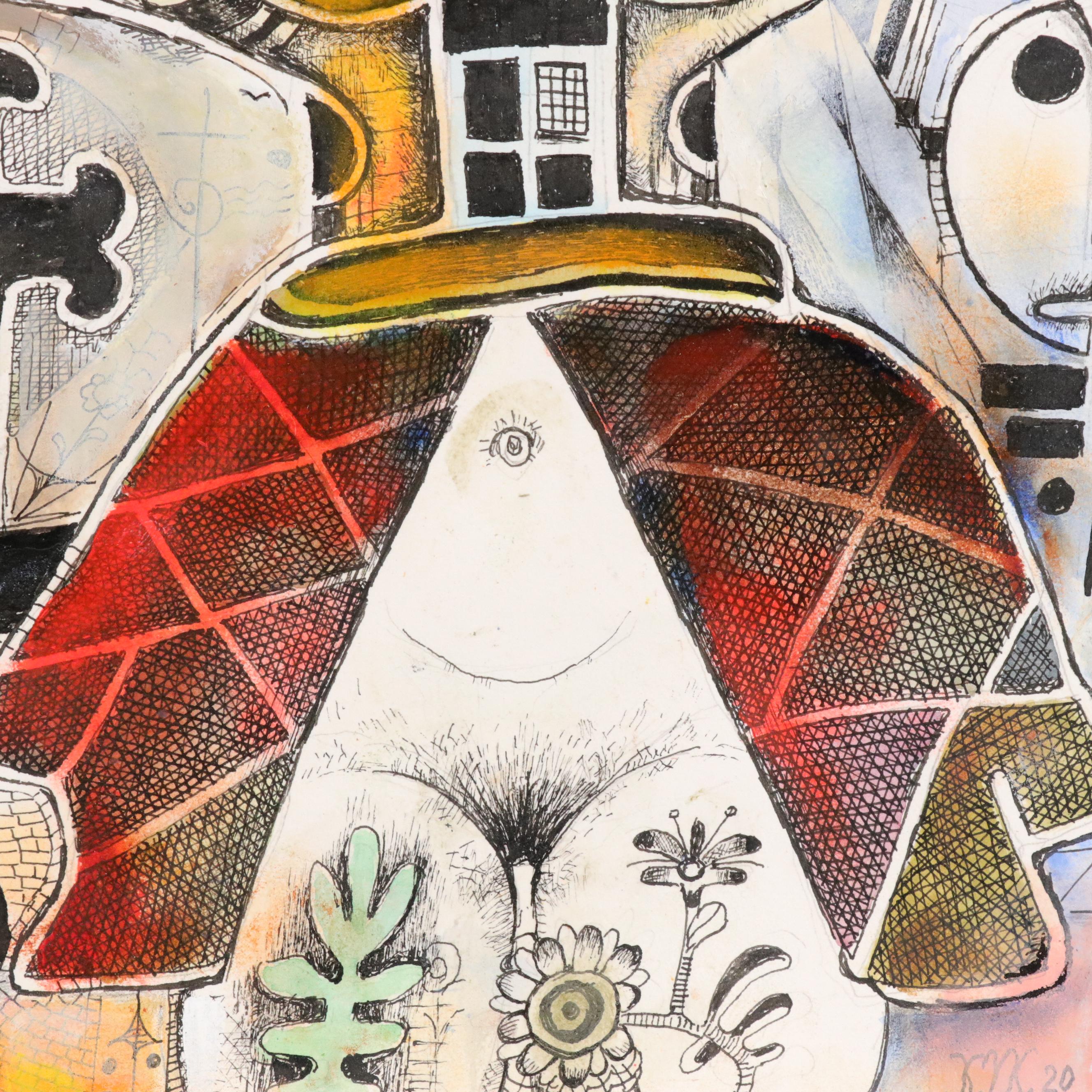 Nikolay Kuk Surrealist Figural Mixed Media Illustration, 2020