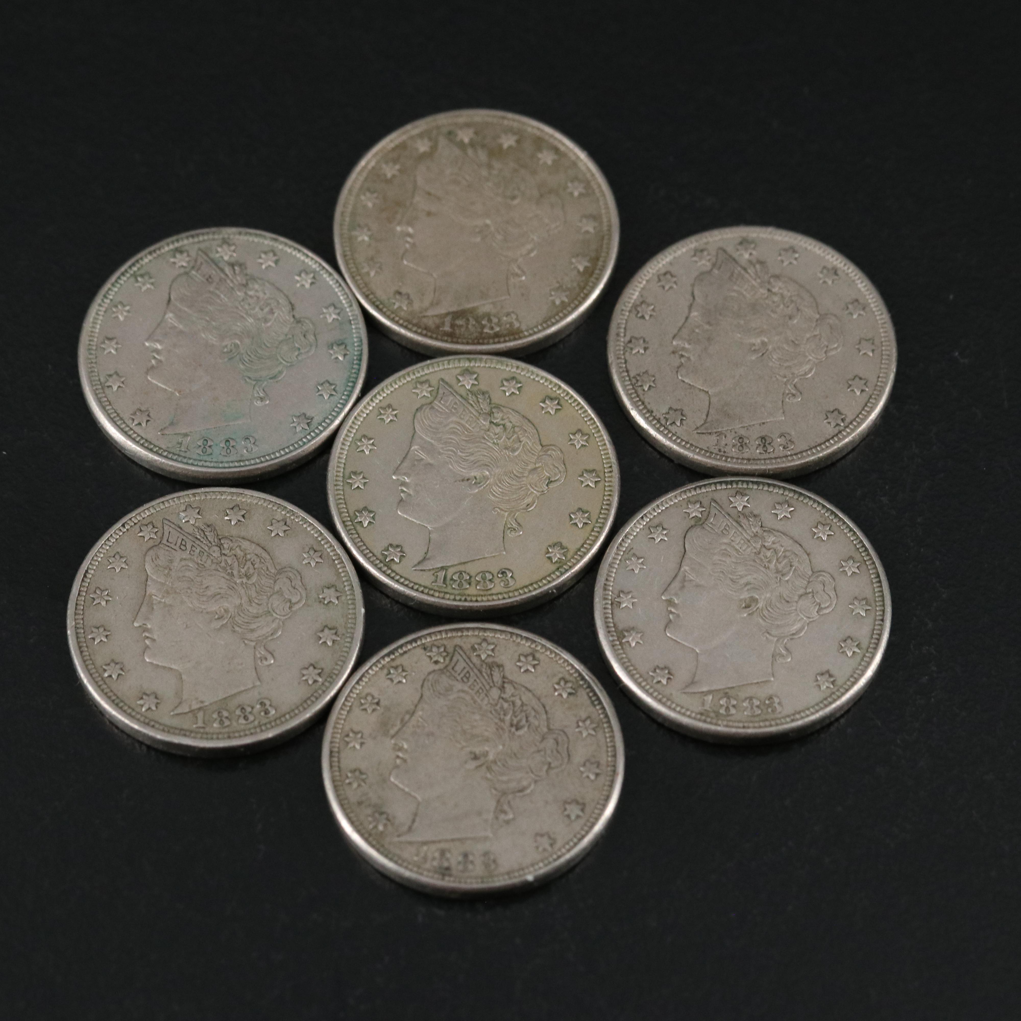 Seven 1883 N/C Liberty Nickels