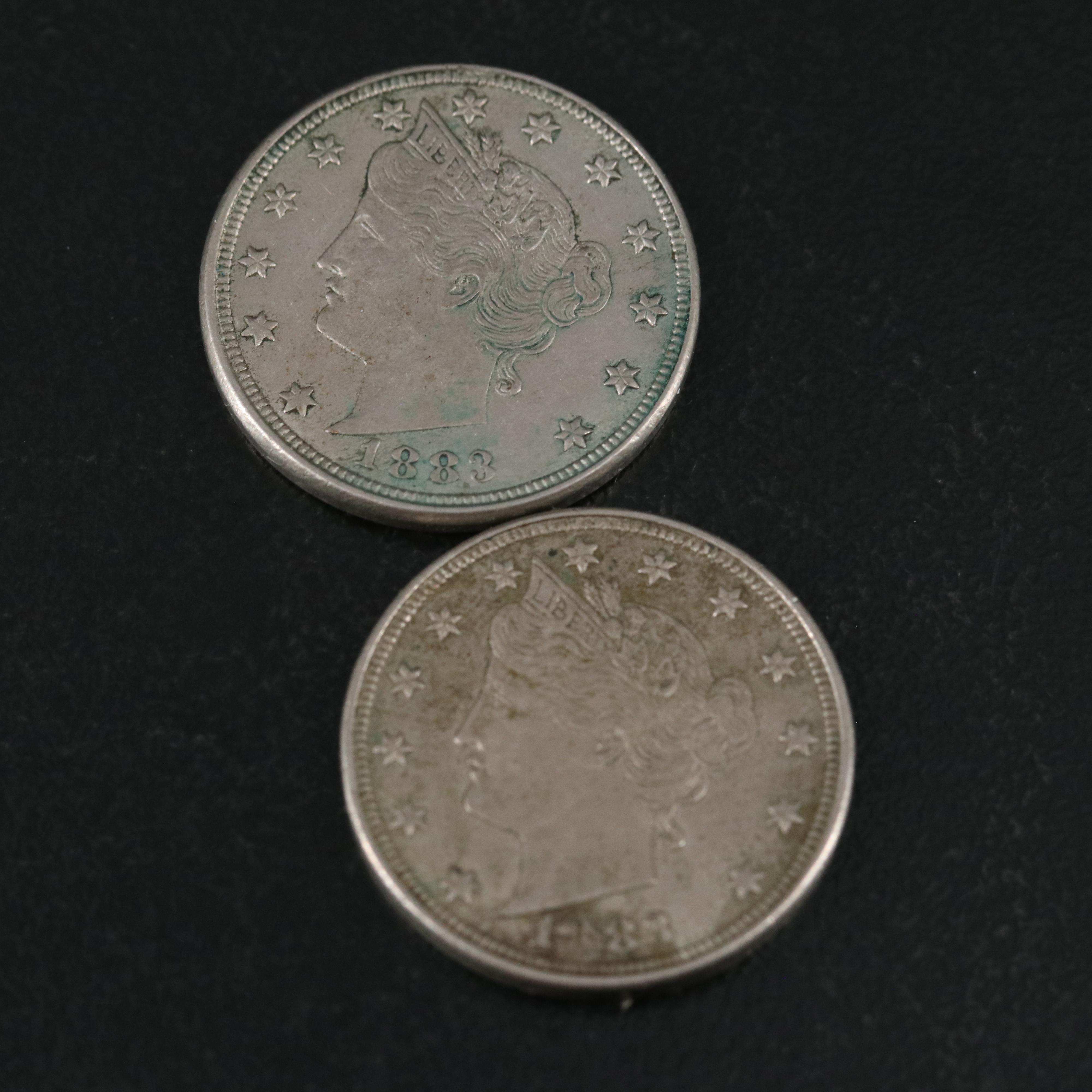 Seven 1883 N/C Liberty Nickels