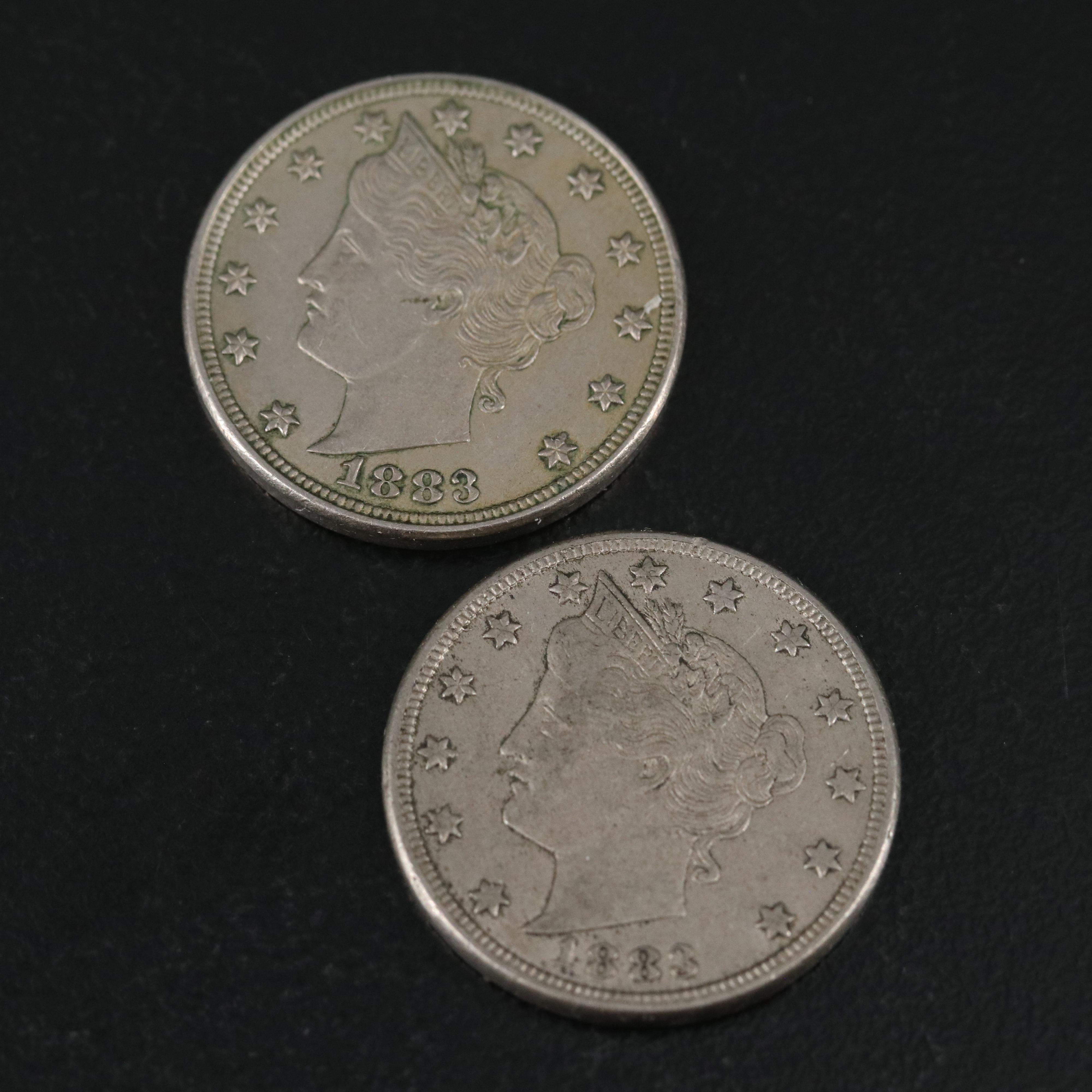 Seven 1883 N/C Liberty Nickels