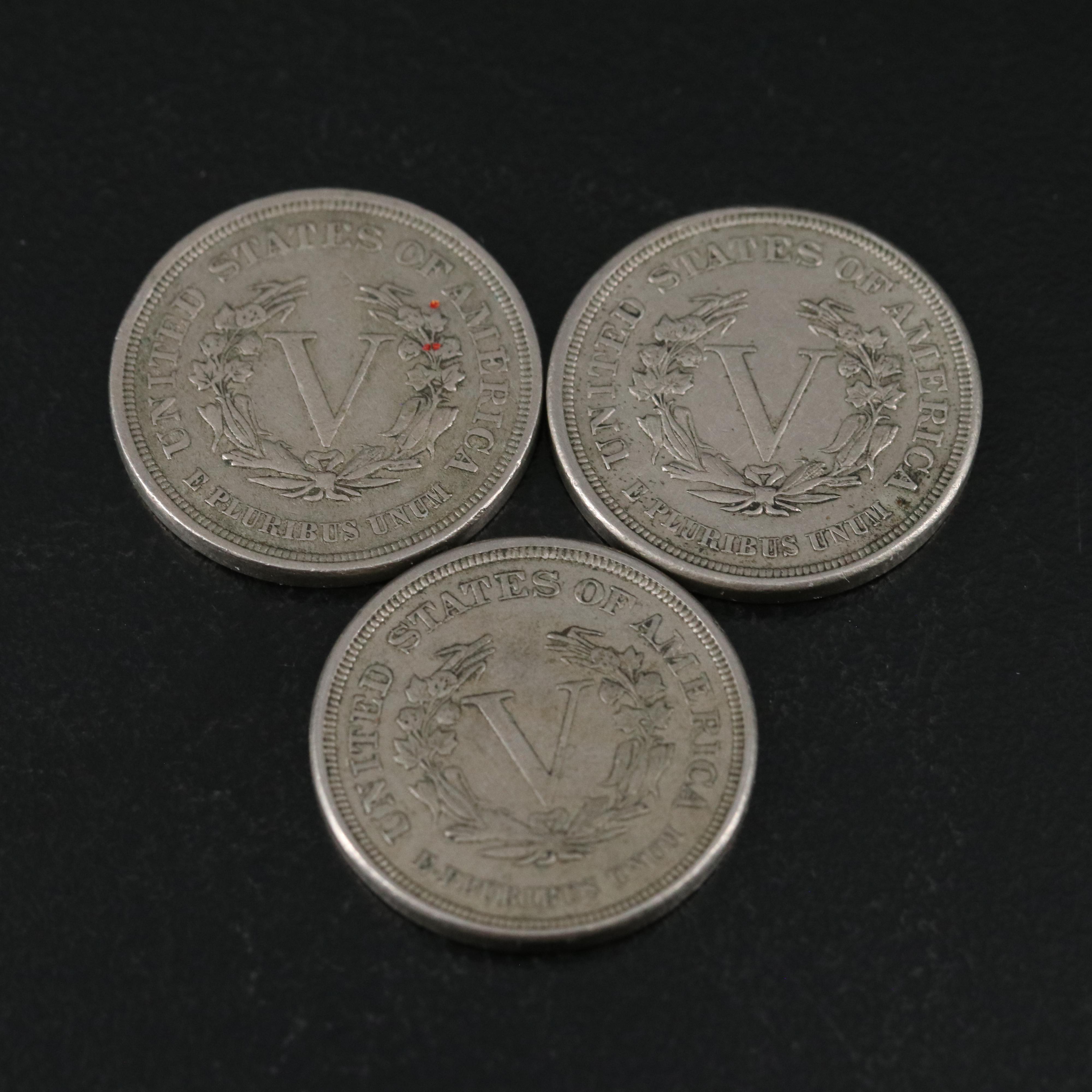 Seven 1883 N/C Liberty Nickels